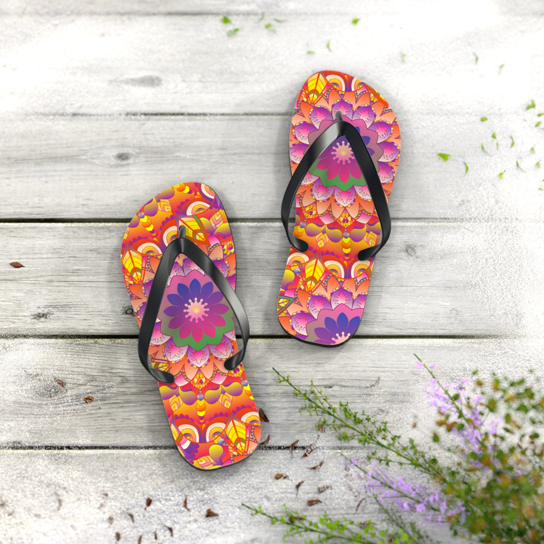 Vibrant Mandala Flip Flops - Colorful & Intricate Shoes - Blululi