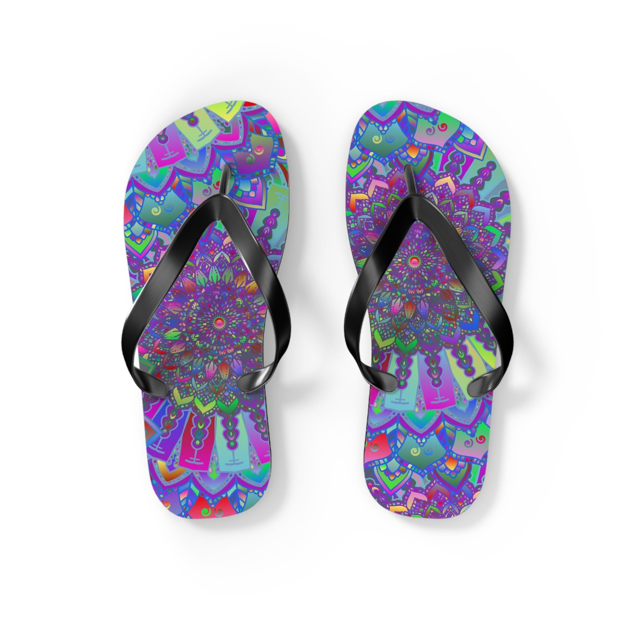 Vibrant Mandala Flip Flops - Colorful & Intricate Shoes - Blululi