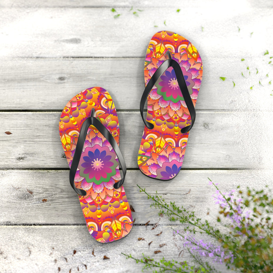 Vibrant Mandala Flip Flops - Colorful & Intricate Shoes - Blululi