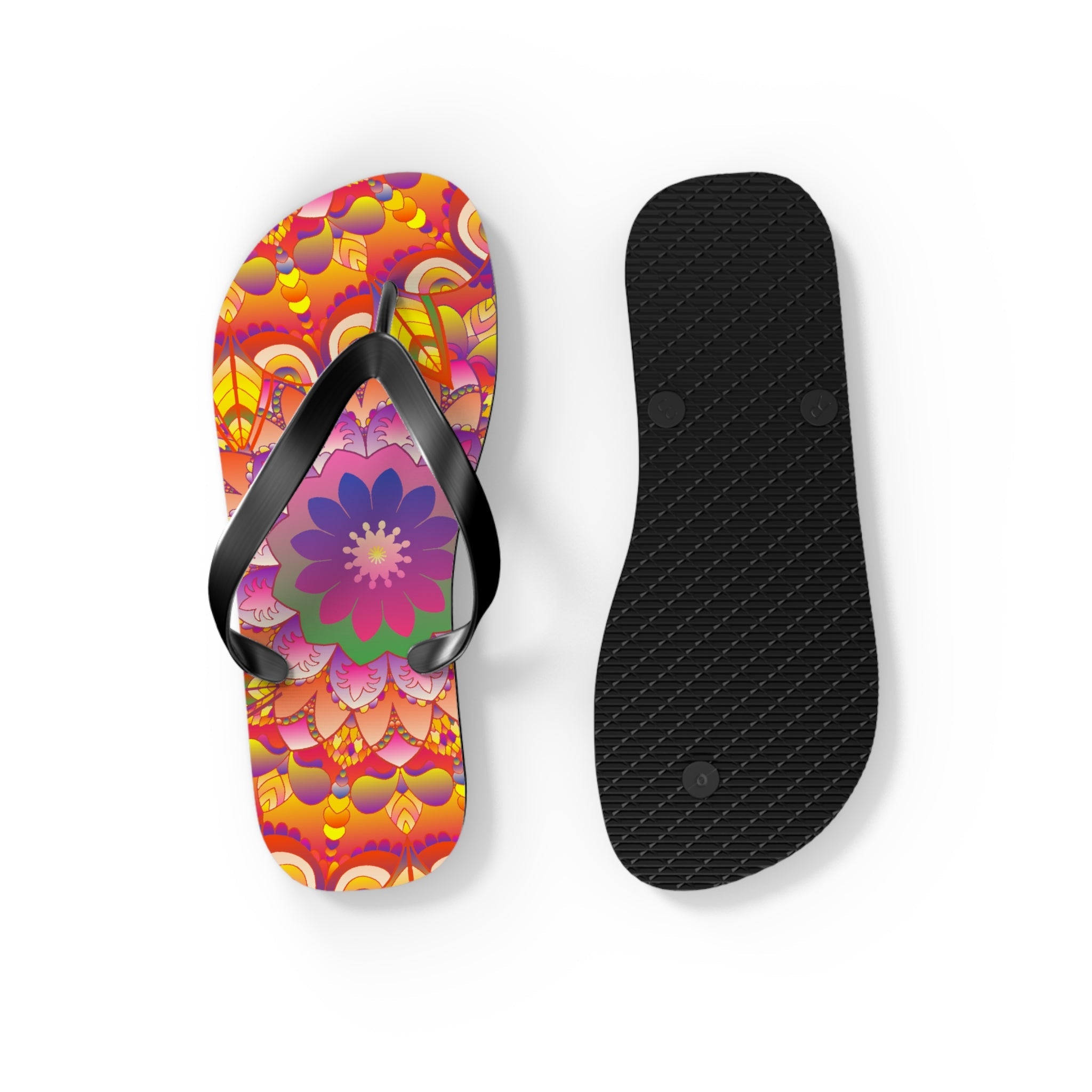 Vibrant Mandala Flip Flops - Colorful & Intricate Shoes - Blululi