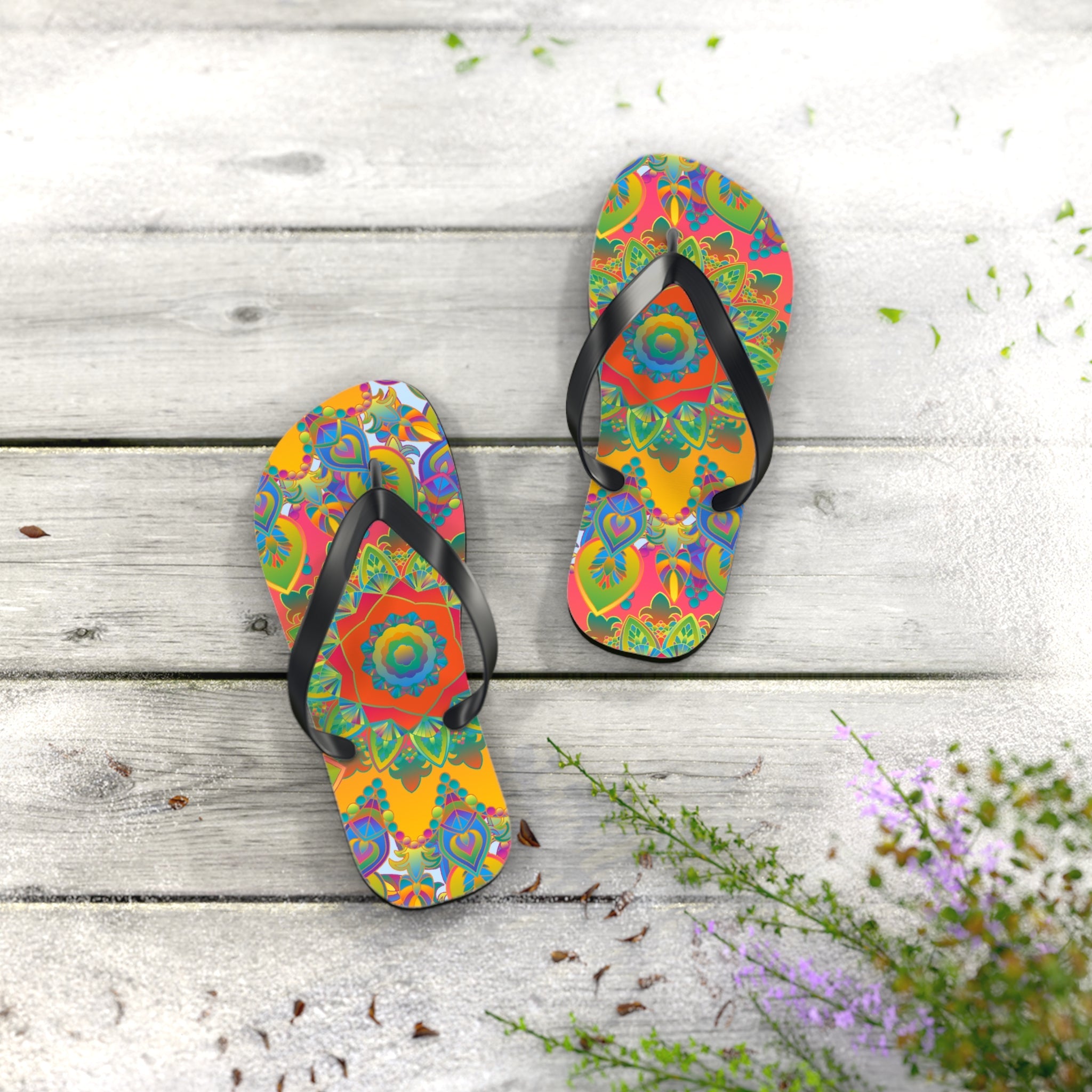 Vibrant Mandala Flip Flops - Colorful & Intricate Shoes - Blululi