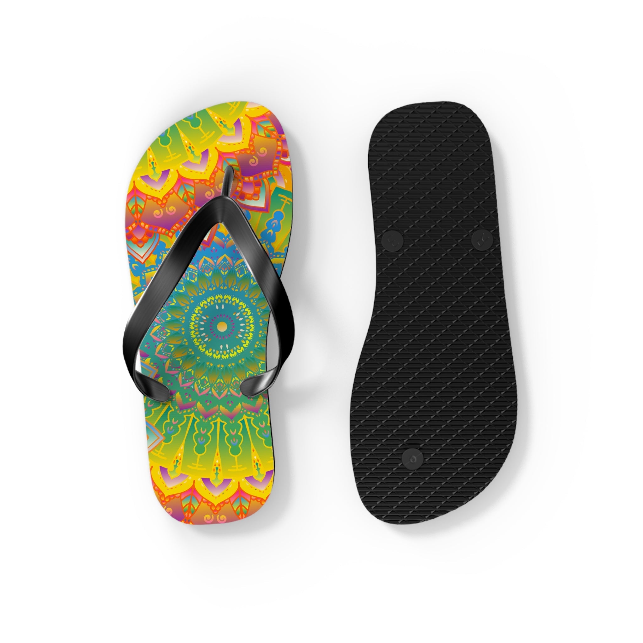 Vibrant Mandala Flip Flops - Colorful & Intricate Shoes - Blululi