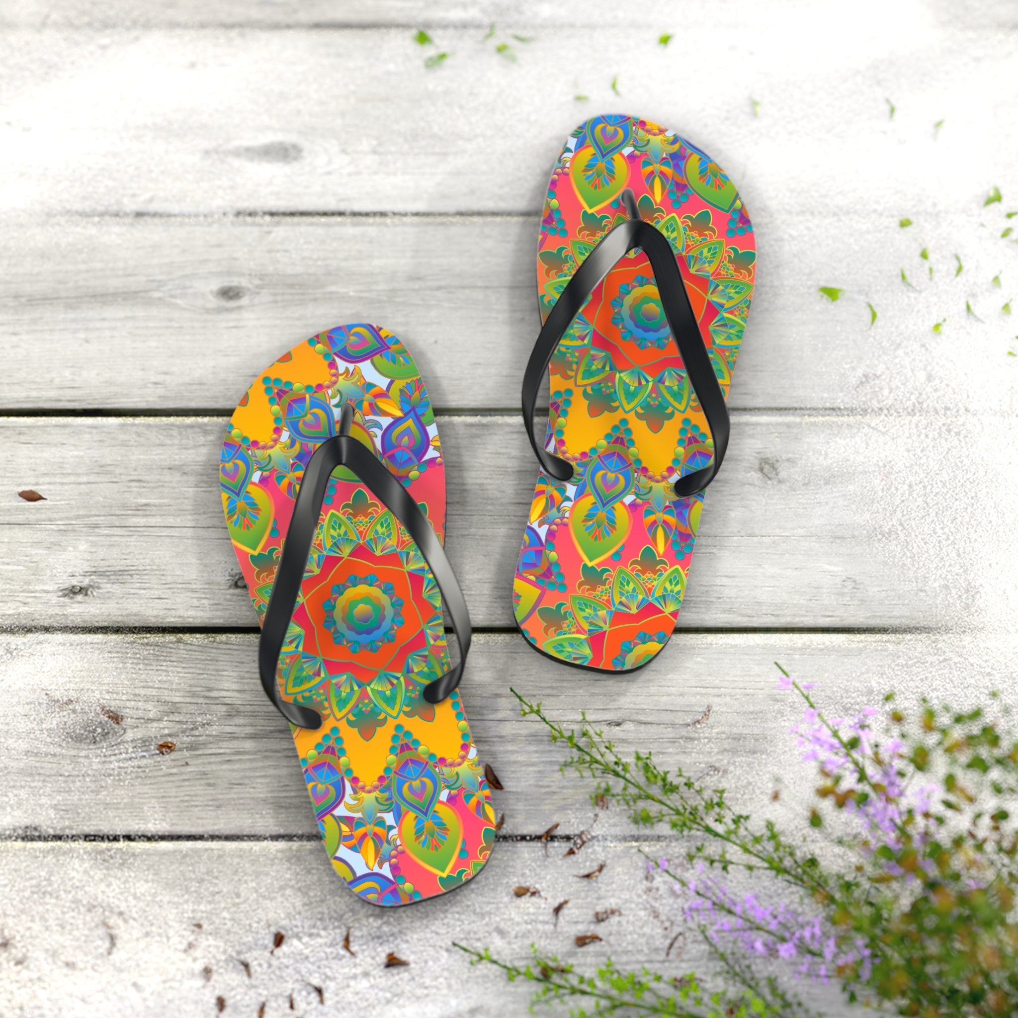 Vibrant Mandala Flip Flops - Colorful & Intricate Shoes - Blululi