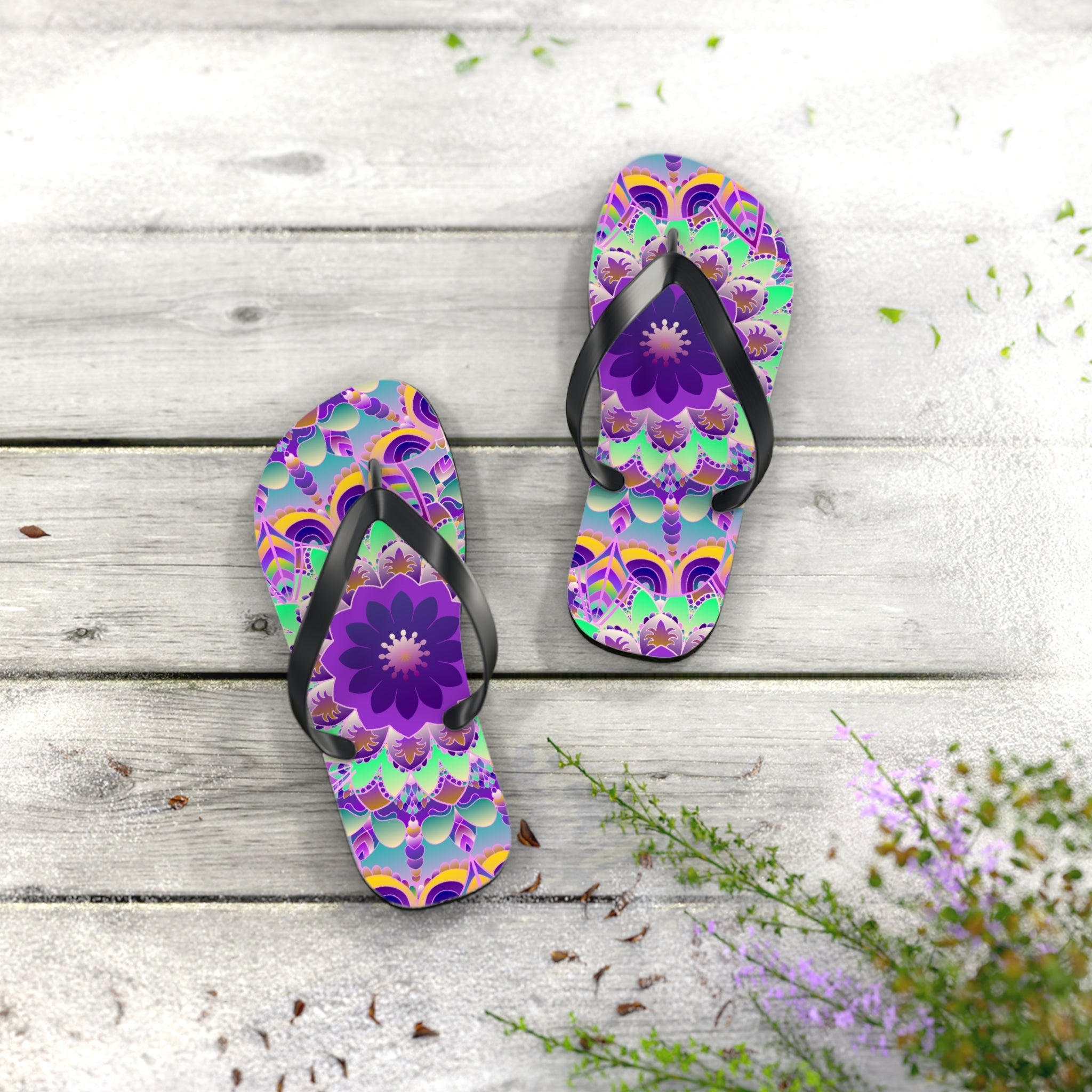 Vibrant Mandala Flip Flops - Colorful & Peaceful Shoes - Blululi