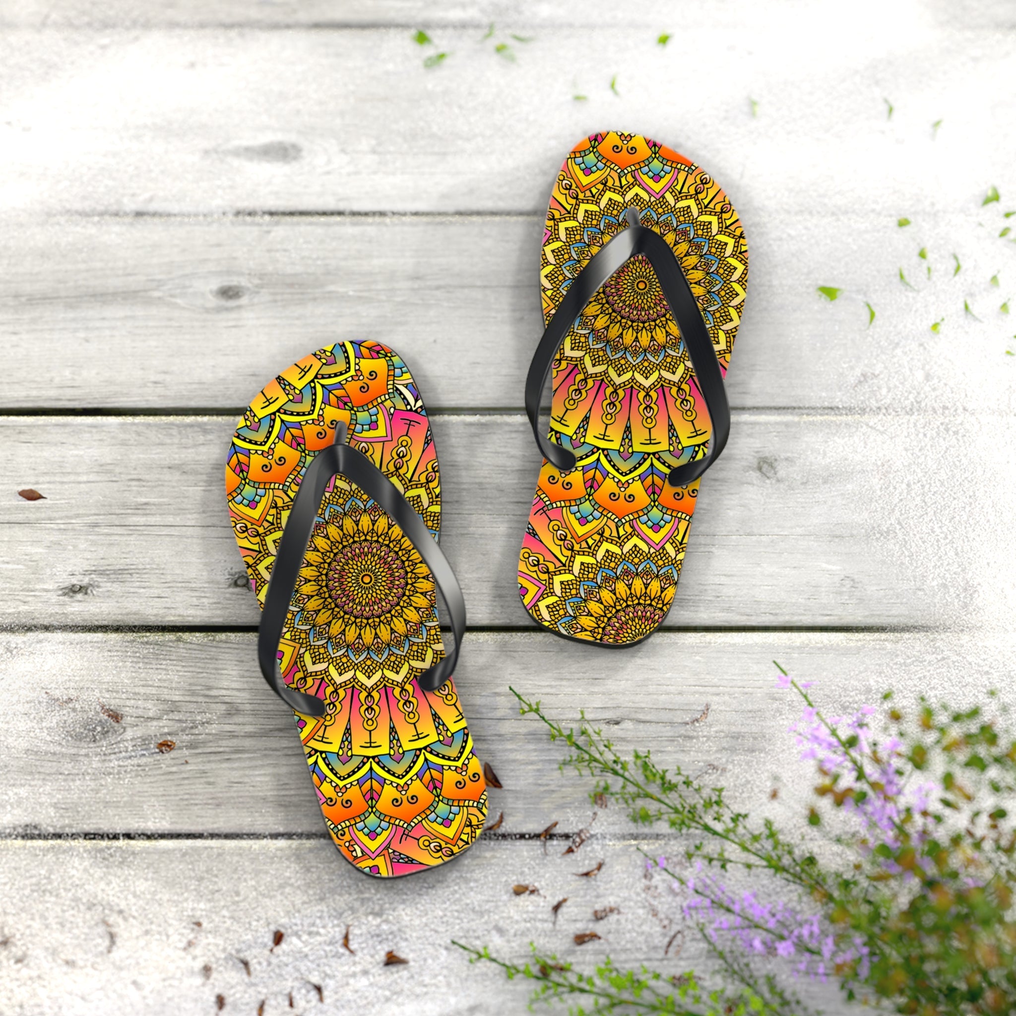 Vibrant Mandala Flip Flops - Colorful & Stylish Shoes - Blululi