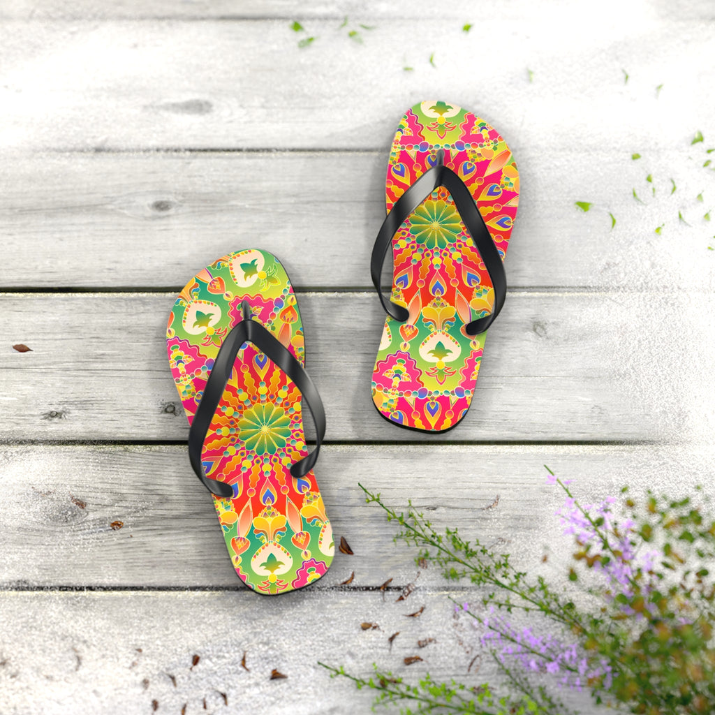 Vibrant Mandala Flip Flops - Colorful & Stylish Shoes - Blululi