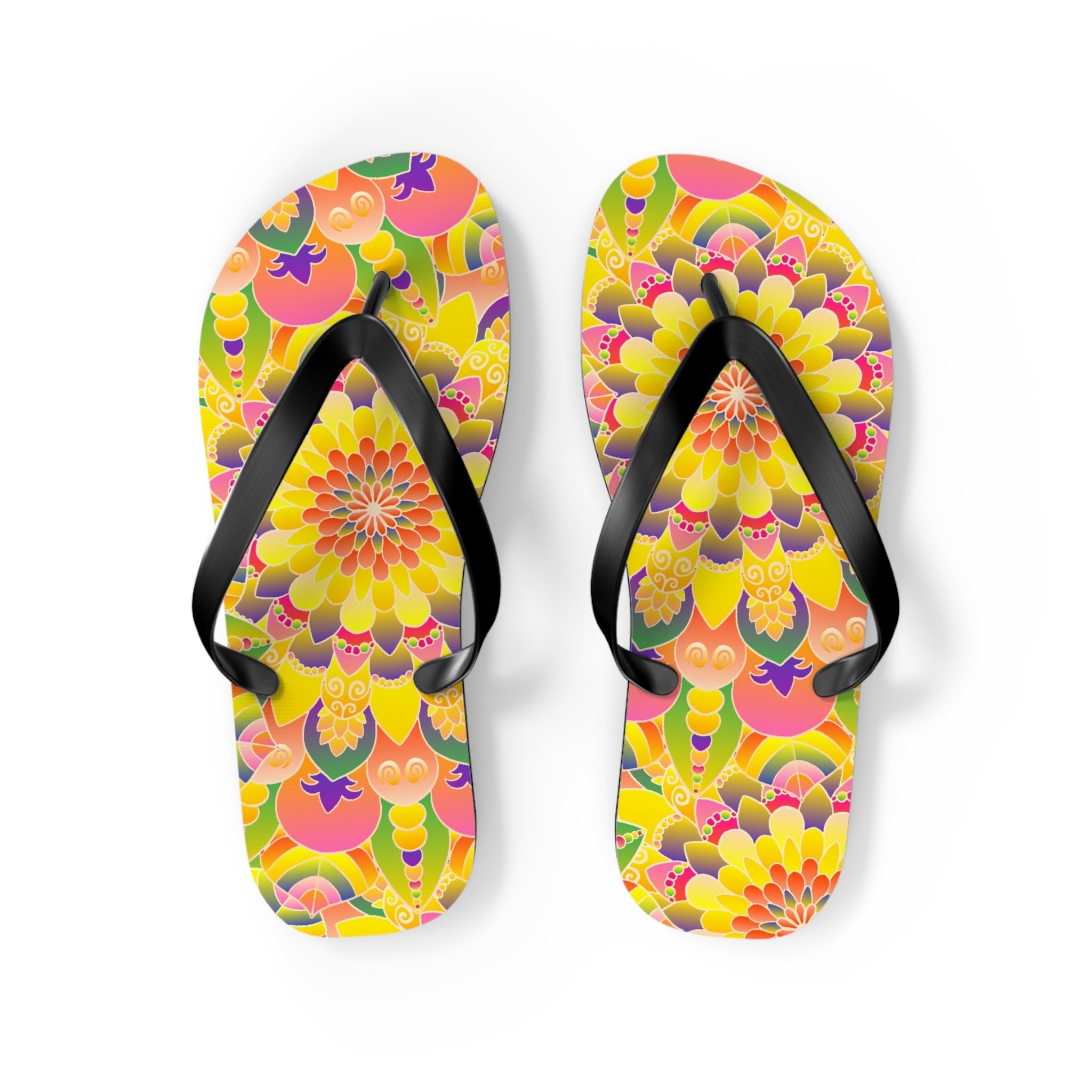 Vibrant Mandala Flip Flops - Colorful & Stylish Shoes - Blululi