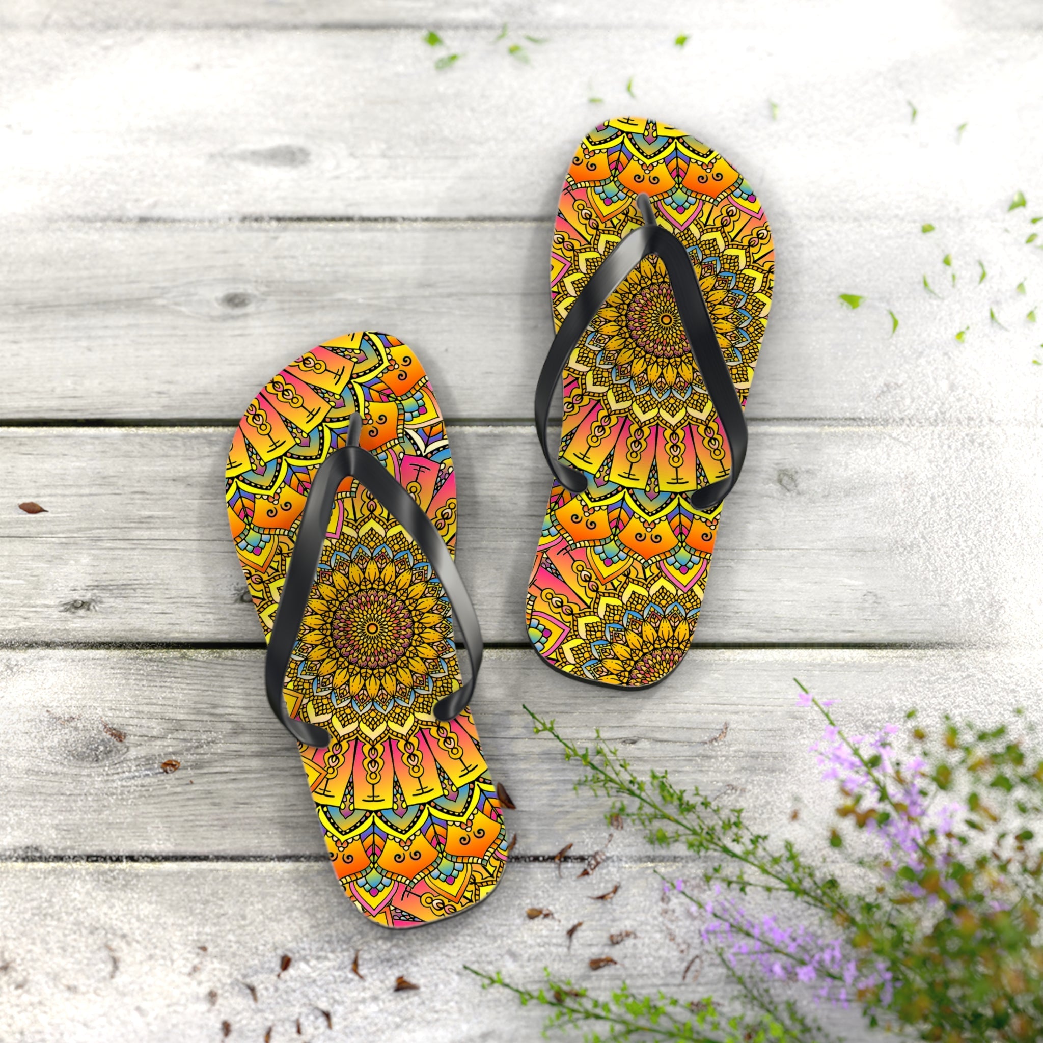 Vibrant Mandala Flip Flops - Colorful & Stylish Shoes - Blululi