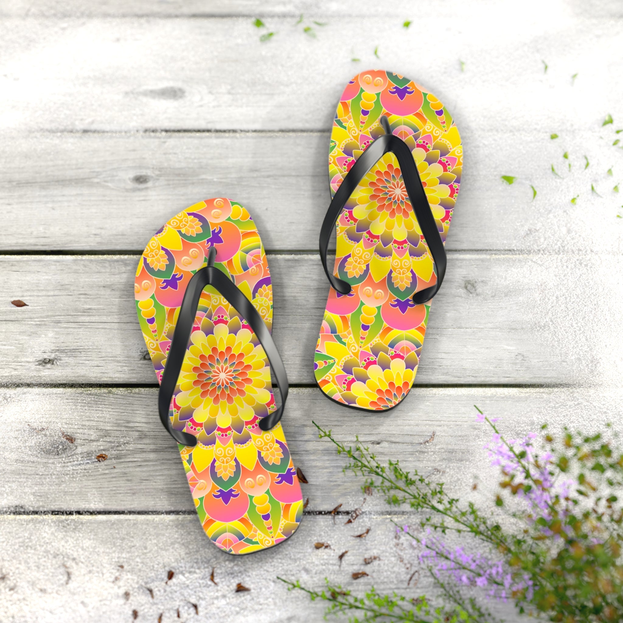 Vibrant Mandala Flip Flops - Colorful & Stylish Shoes - Blululi