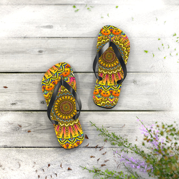 Vibrant Mandala Flip Flops - Colorful & Stylish Shoes - Blululi