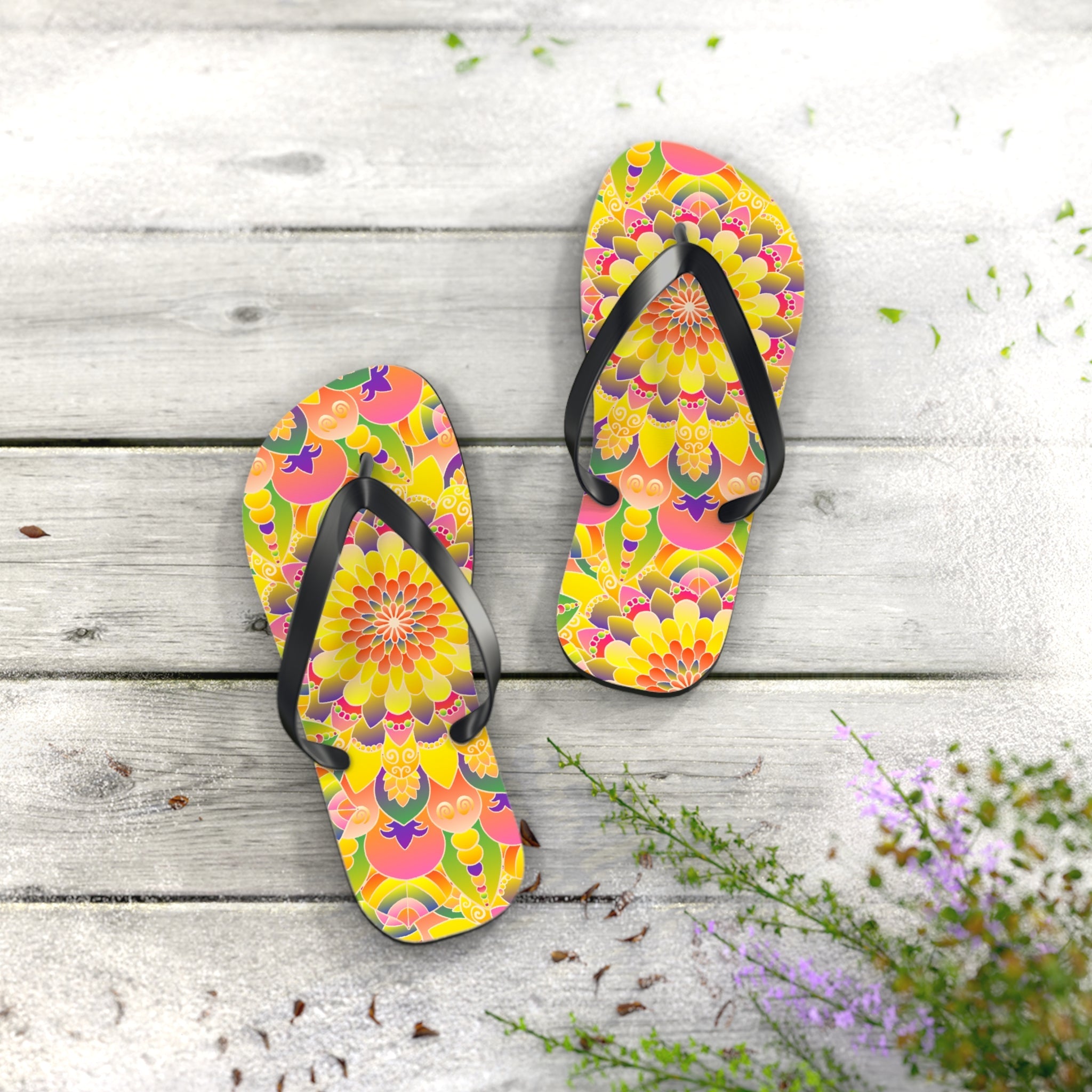 Vibrant Mandala Flip Flops - Colorful & Stylish Shoes - Blululi