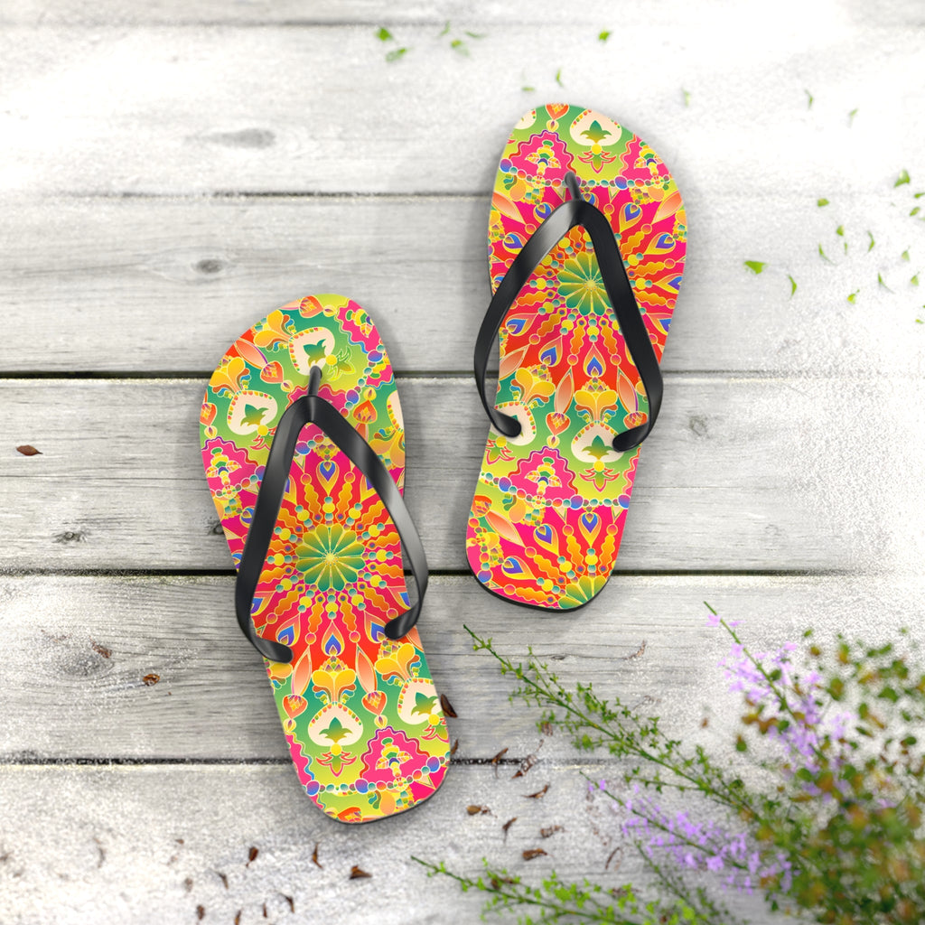 Vibrant Mandala Flip Flops - Colorful & Stylish Shoes - Blululi