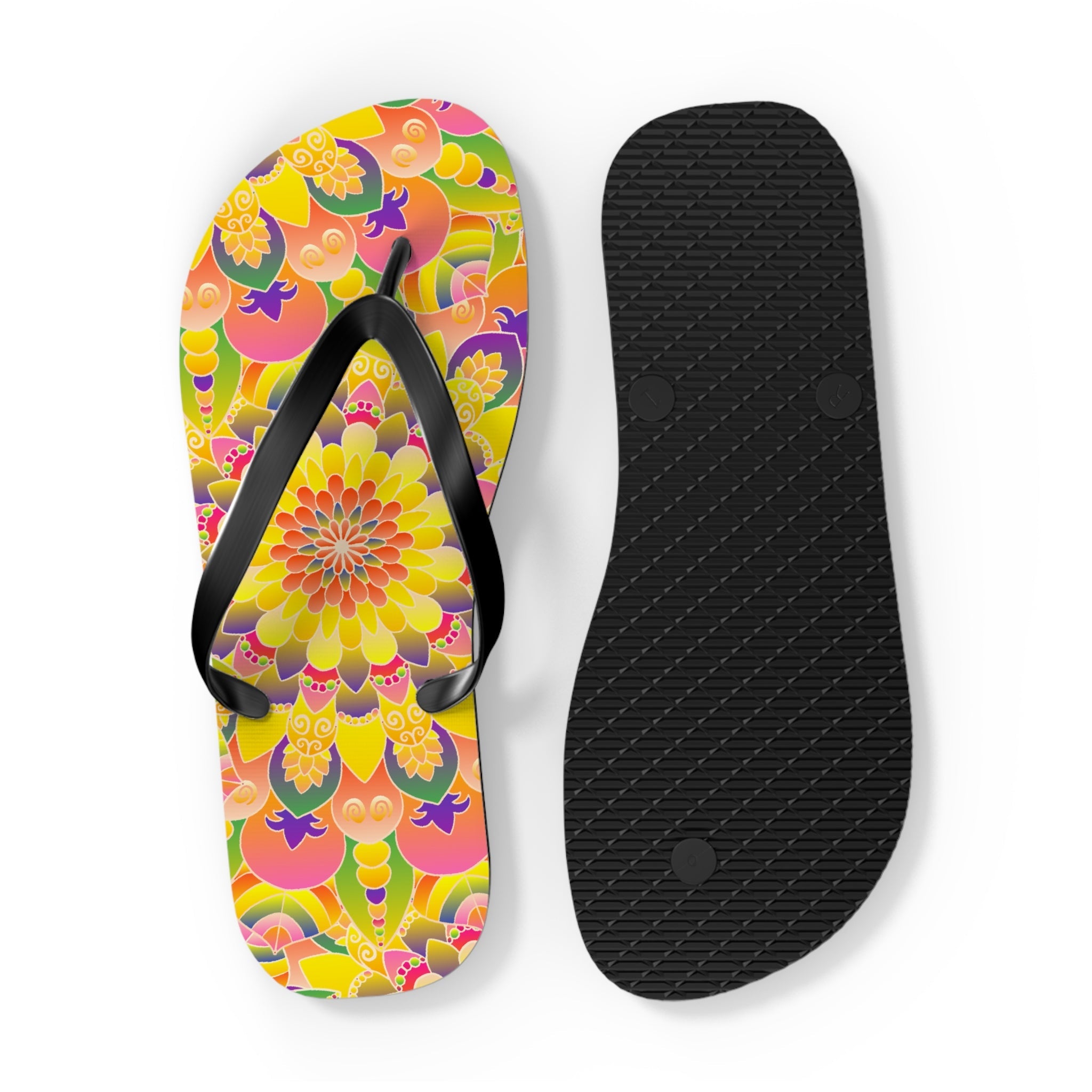 Vibrant Mandala Flip Flops - Colorful & Stylish Shoes - Blululi