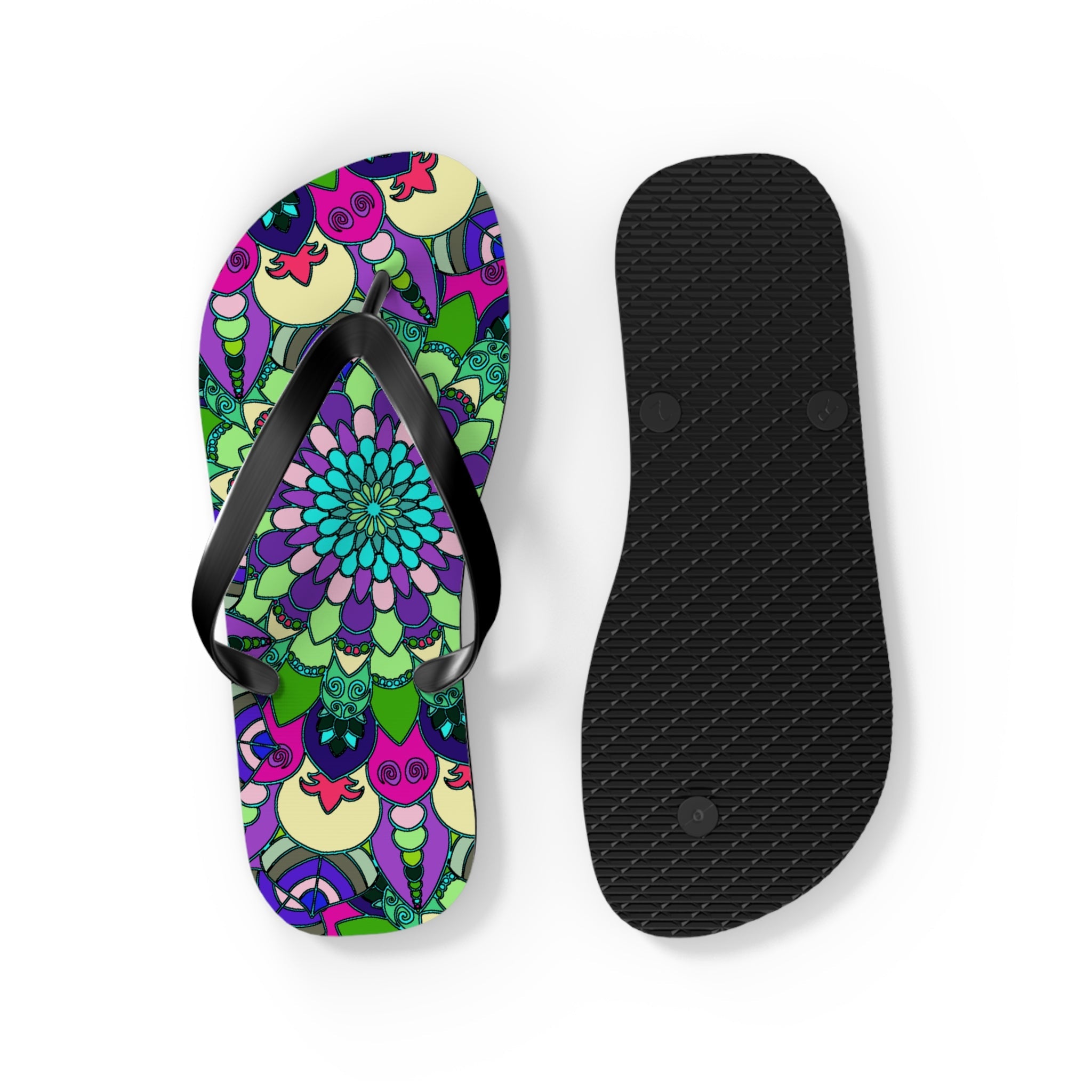 Vibrant Mandala Flip Flops - Colorful & Stylish Shoes - Blululi