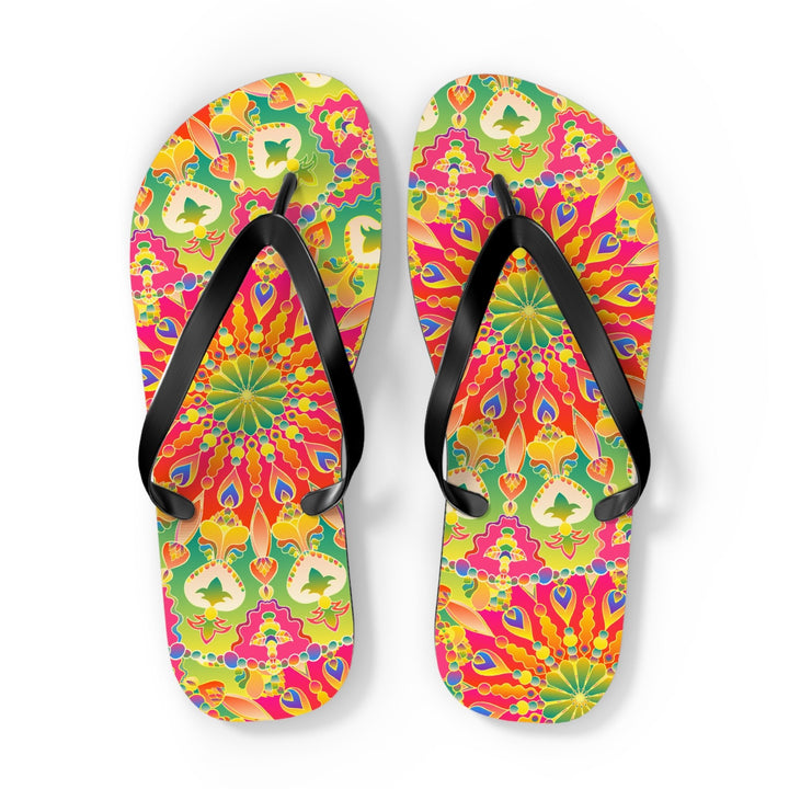 Vibrant Mandala Flip Flops - Colorful & Stylish Shoes - Blululi