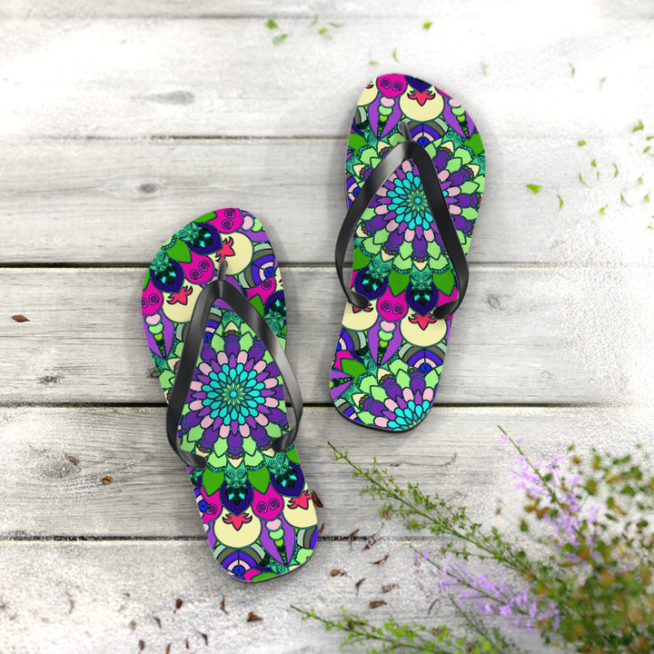 Vibrant Mandala Flip Flops - Colorful & Stylish Shoes - Blululi