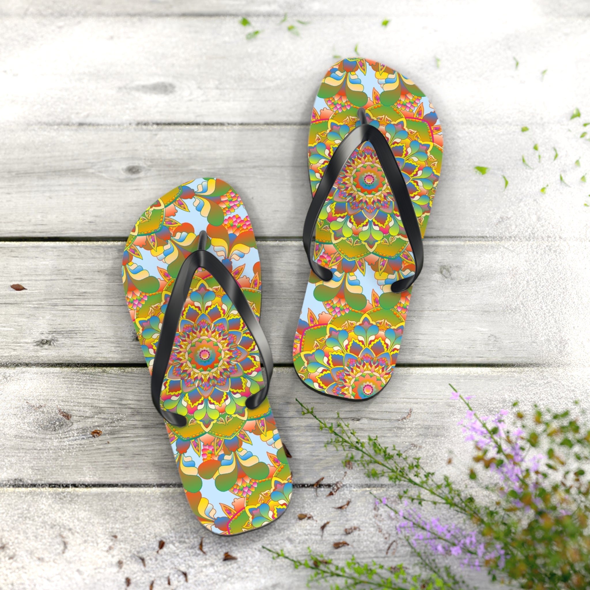 Vibrant Mandala Flip Flops - Colorful & Stylish Shoes - Blululi