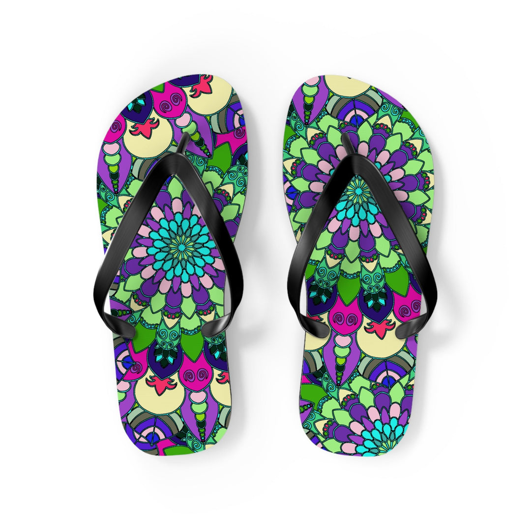 Vibrant Mandala Flip Flops - Colorful & Stylish Shoes - Blululi