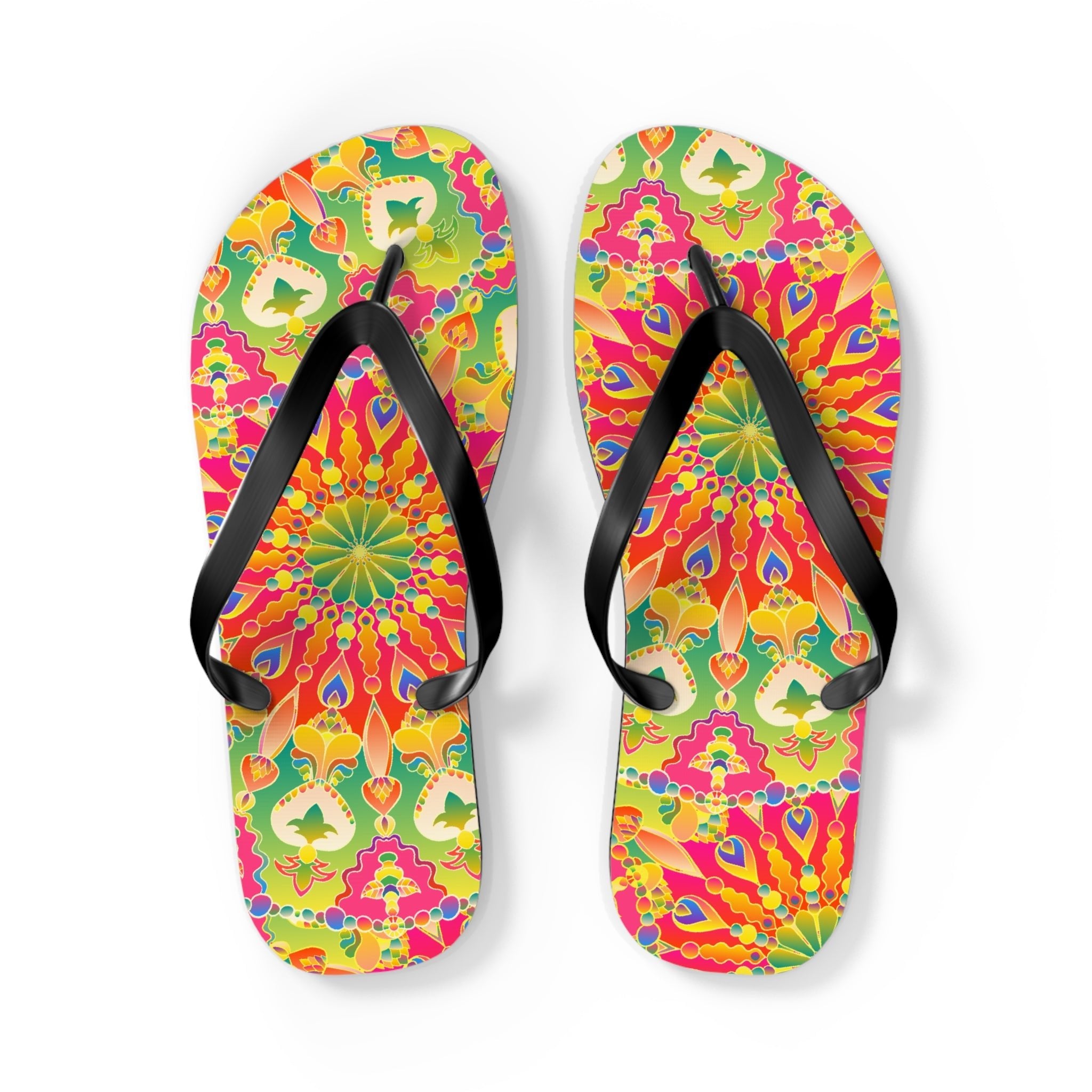 Vibrant Mandala Flip Flops - Colorful & Stylish Shoes - Blululi