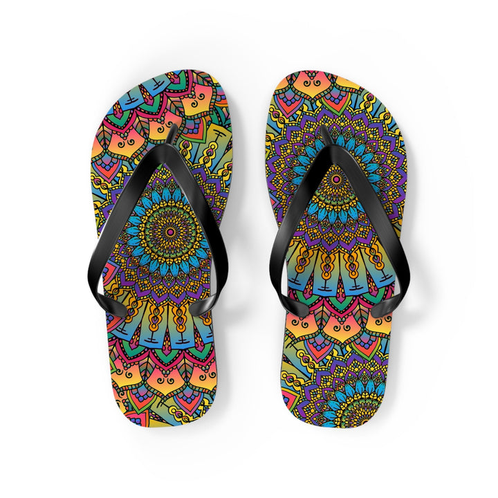 Vibrant Mandala Flip Flops - Colorful & Unique Shoes - Blululi