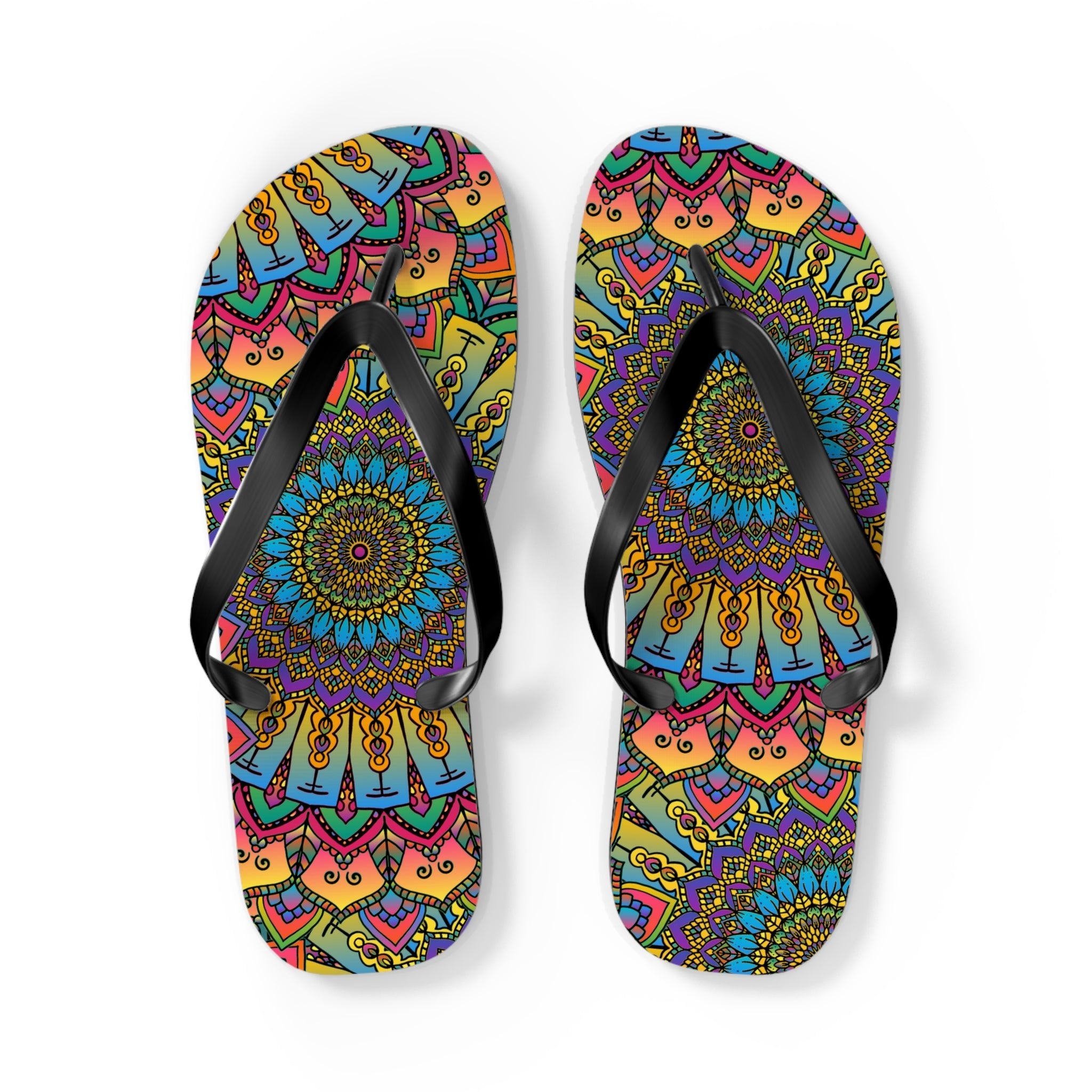 Vibrant Mandala Flip Flops - Colorful & Unique Shoes - Blululi