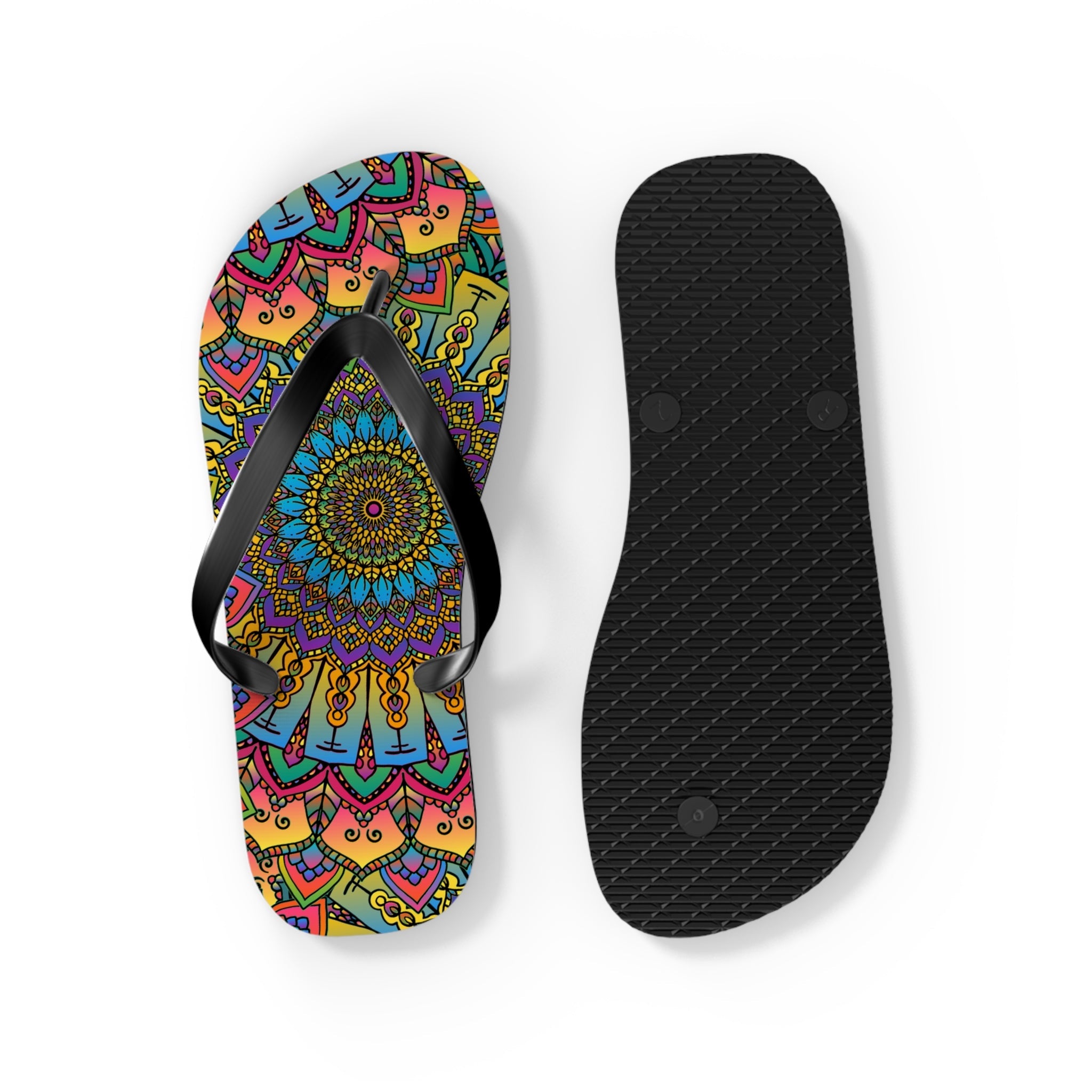 Vibrant Mandala Flip Flops - Colorful & Unique Shoes - Blululi