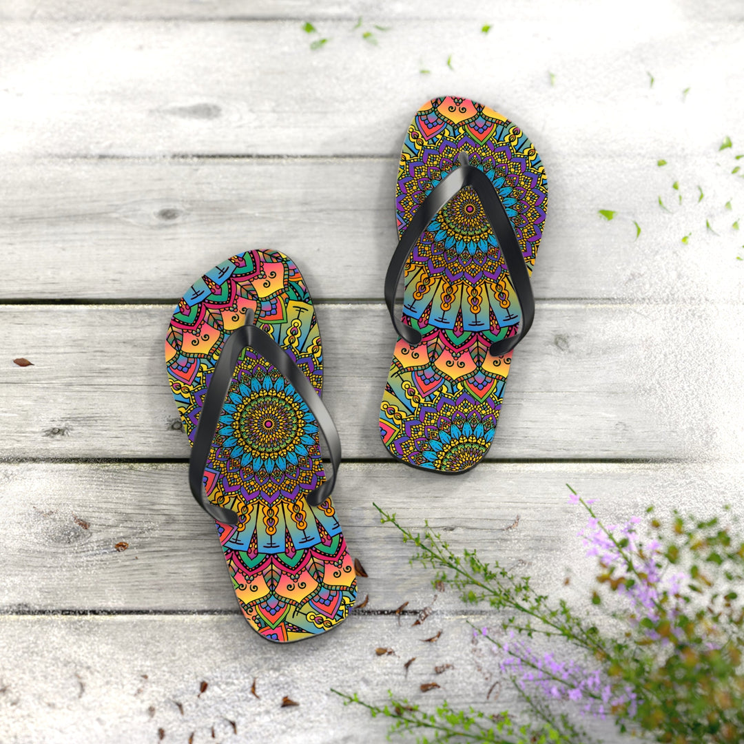 Vibrant Mandala Flip Flops - Colorful & Unique Shoes - Blululi