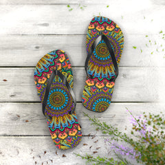Vibrant Mandala Flip Flops - Colorful & Unique Shoes - Blululi