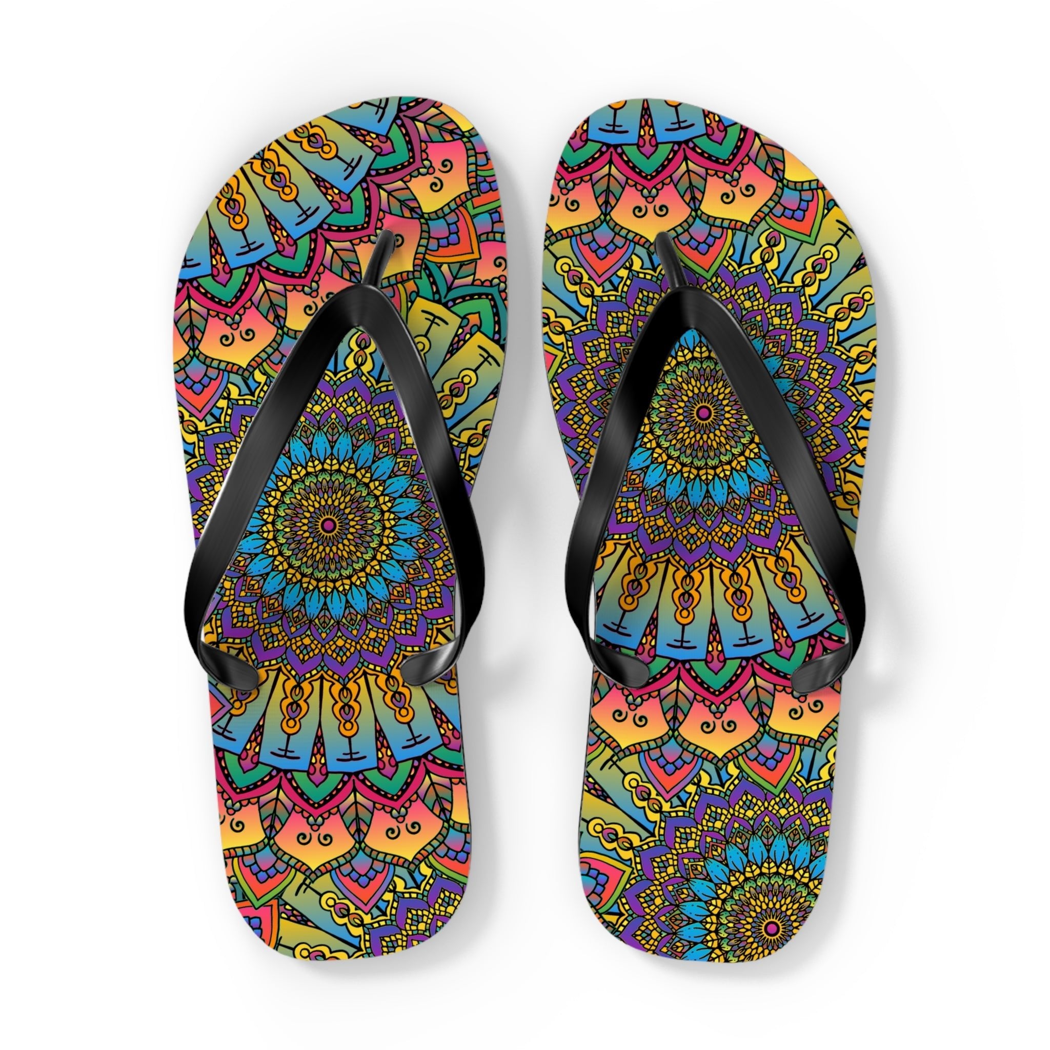 Vibrant Mandala Flip Flops - Colorful & Unique Shoes - Blululi