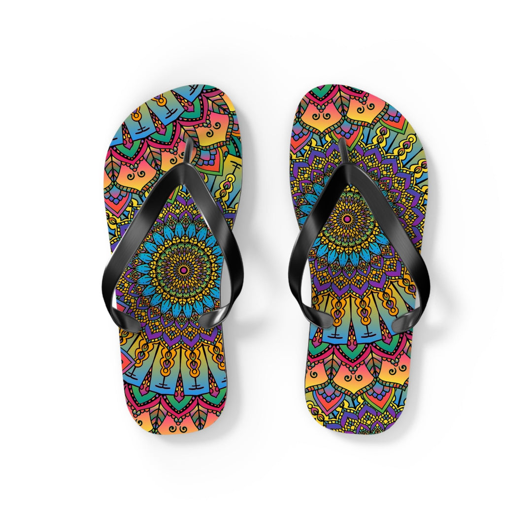 Vibrant Mandala Flip Flops - Colorful & Unique Shoes - Blululi