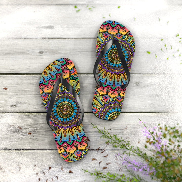 Vibrant Mandala Flip Flops - Colorful & Unique Shoes - Blululi