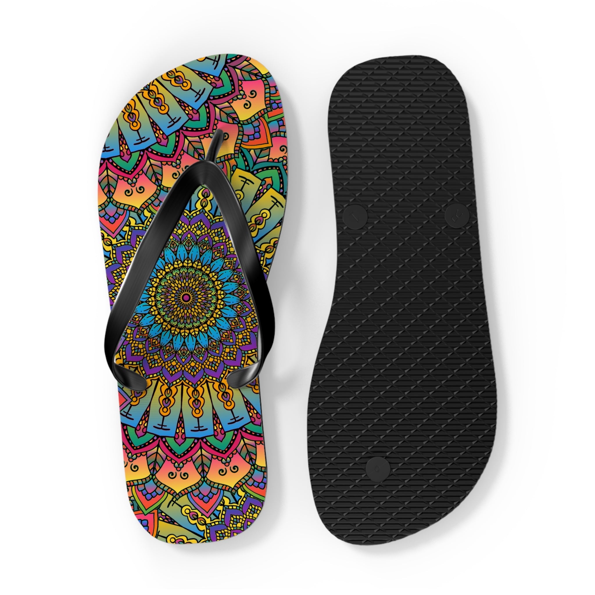 Vibrant Mandala Flip Flops - Colorful & Unique Shoes - Blululi