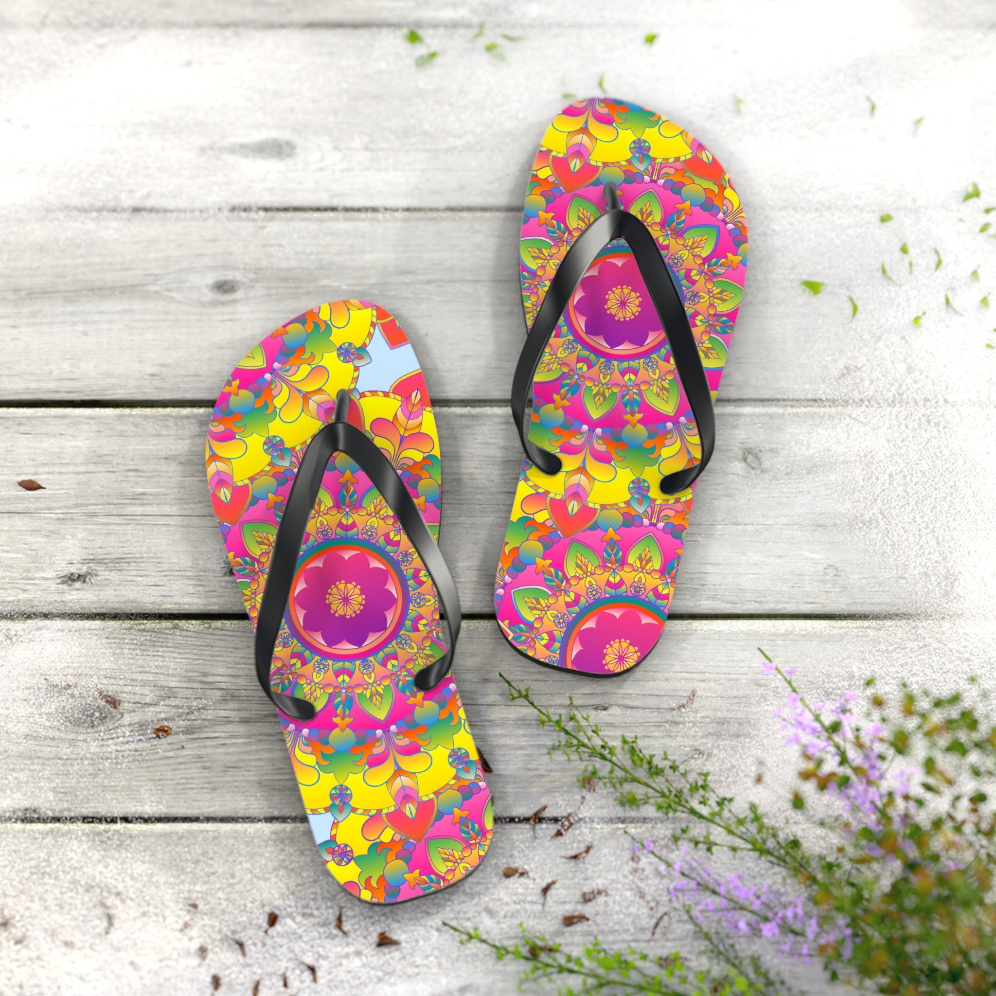 Vibrant Mandala Flip Flops - Comfort & Style Shoes - Blululi