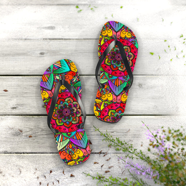 Vibrant Mandala Flip Flops - Comfort & Style Shoes - Blululi