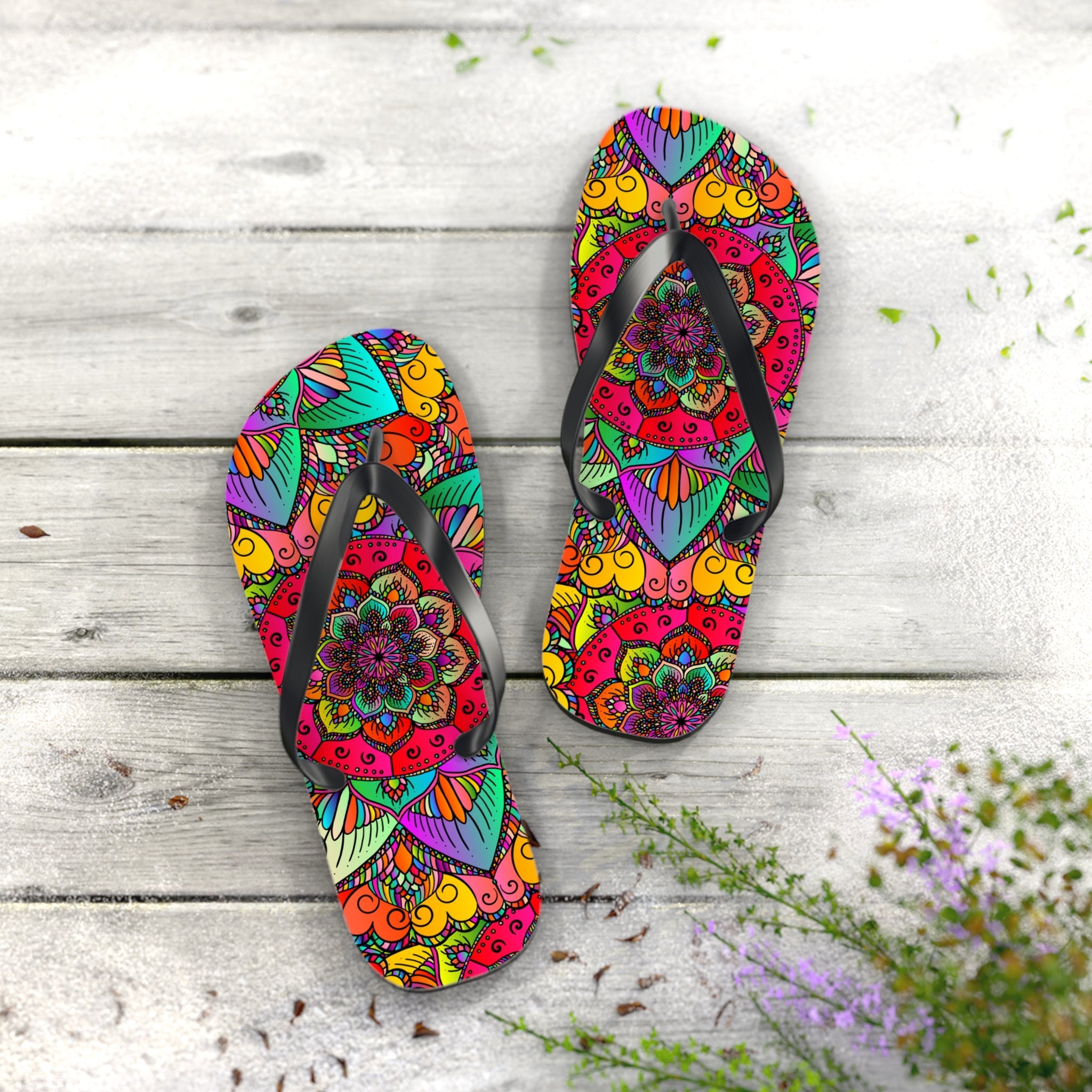 Vibrant Mandala Flip Flops - Comfort & Style Shoes - Blululi