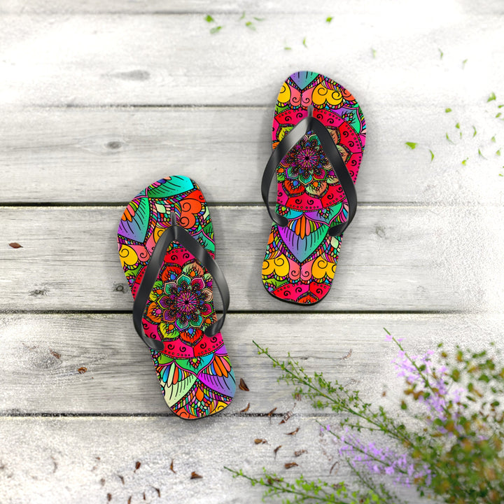 Vibrant Mandala Flip Flops - Comfort & Style Shoes - Blululi