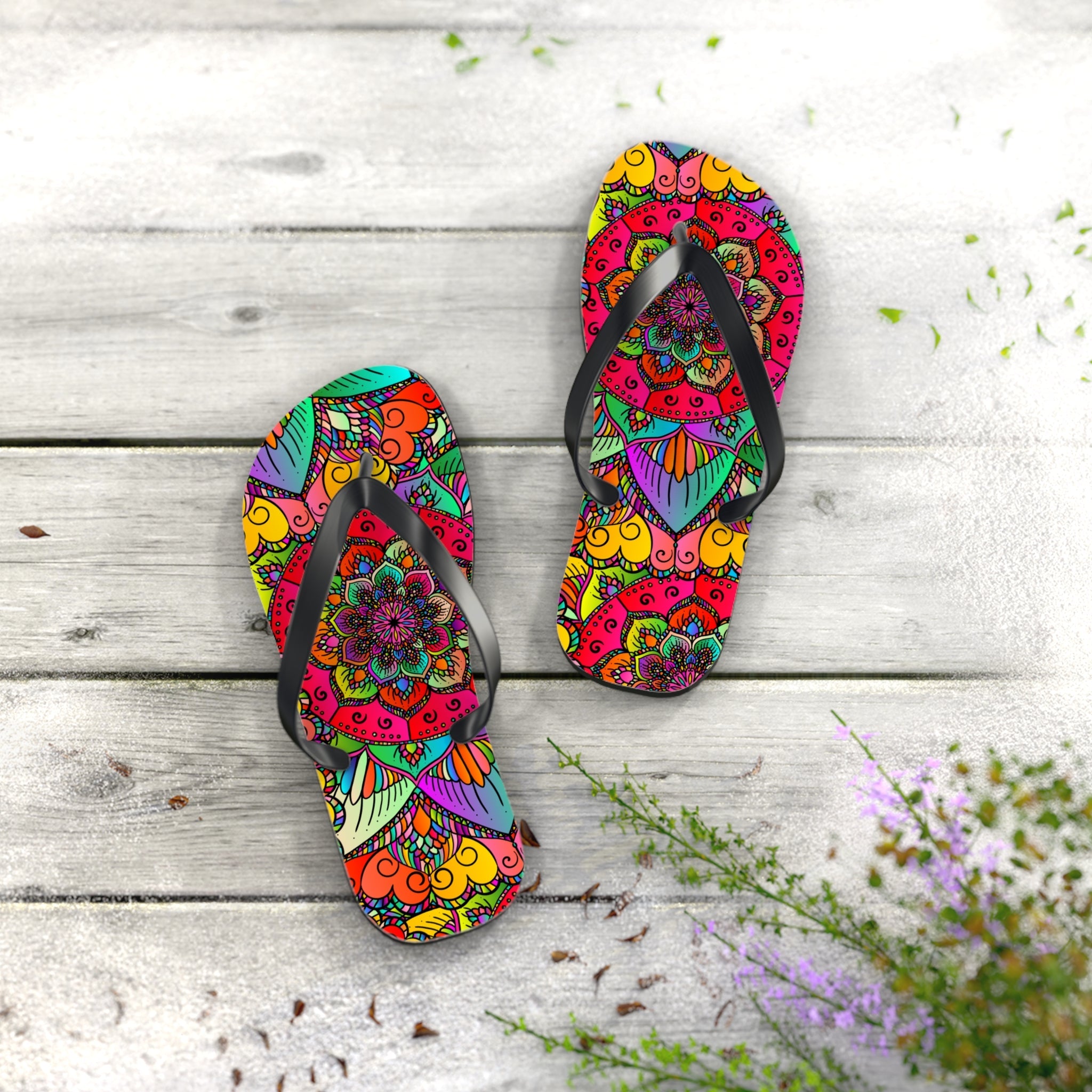 Vibrant Mandala Flip Flops - Comfort & Style Shoes - Blululi