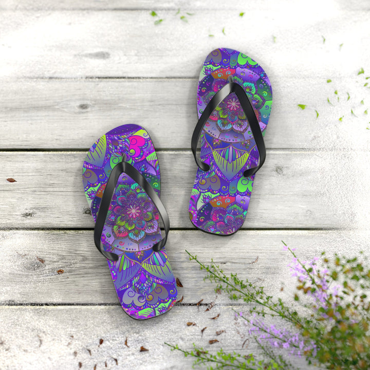 Vibrant Mandala Flip Flops - Peace & Harmony Shoes - Blululi