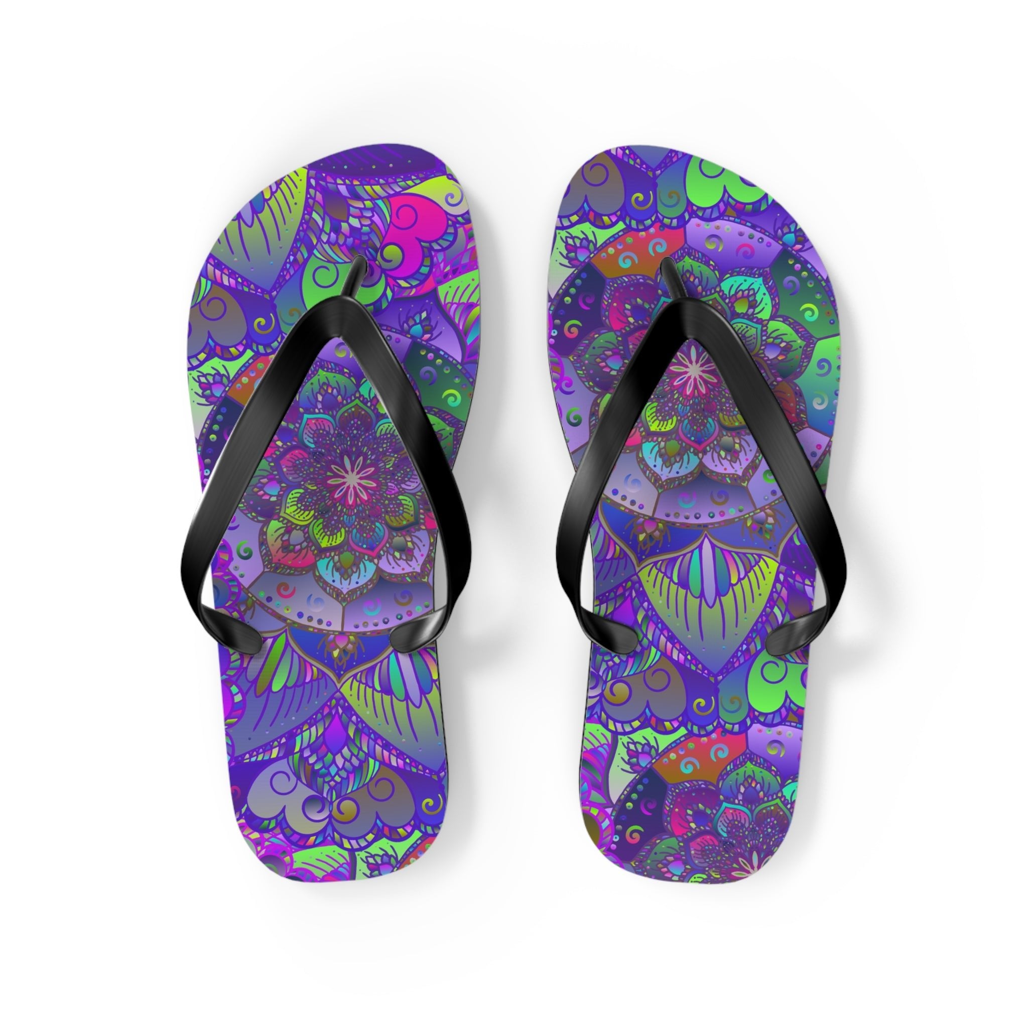 Vibrant Mandala Flip Flops - Peace & Harmony Shoes - Blululi