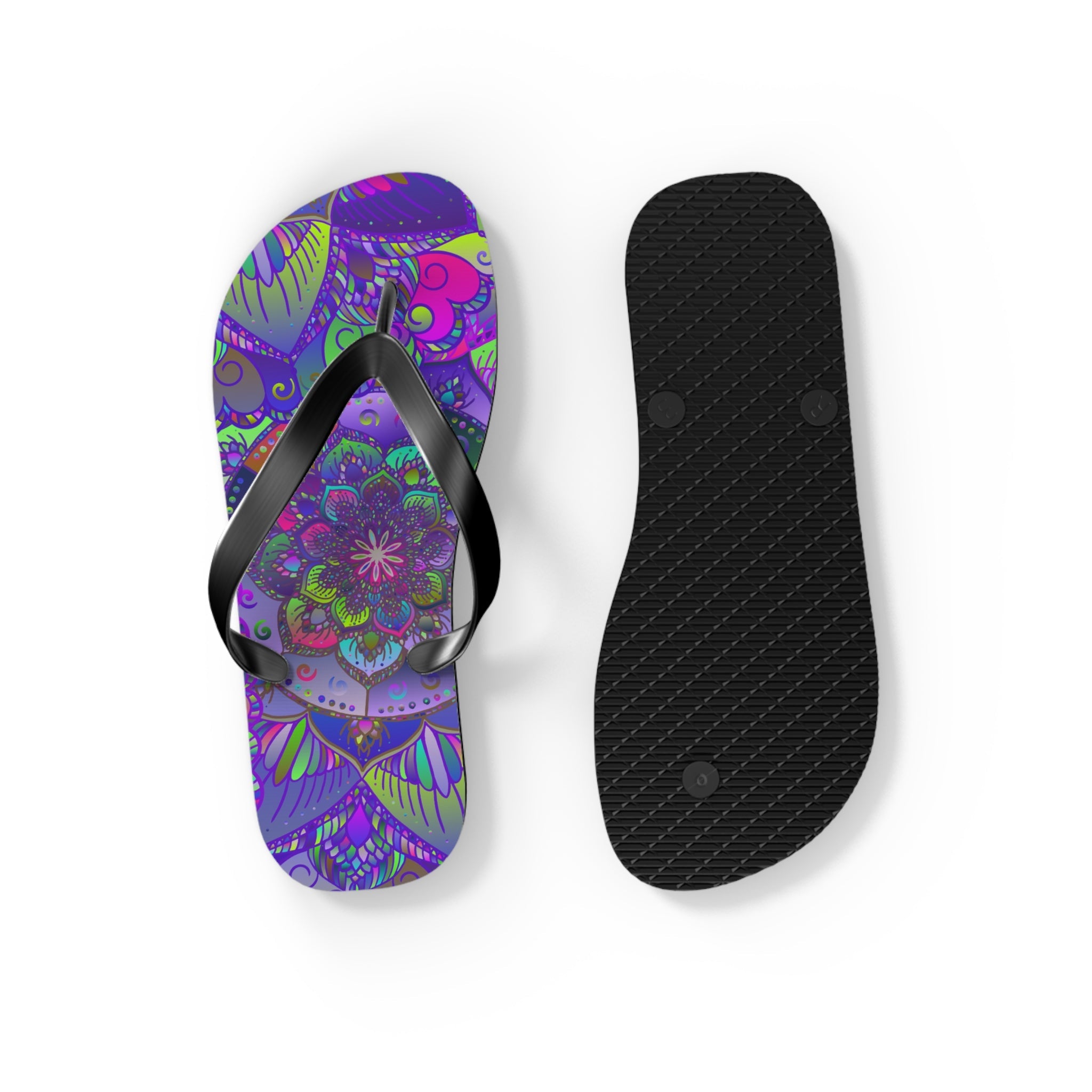 Vibrant Mandala Flip Flops - Peace & Harmony Shoes - Blululi