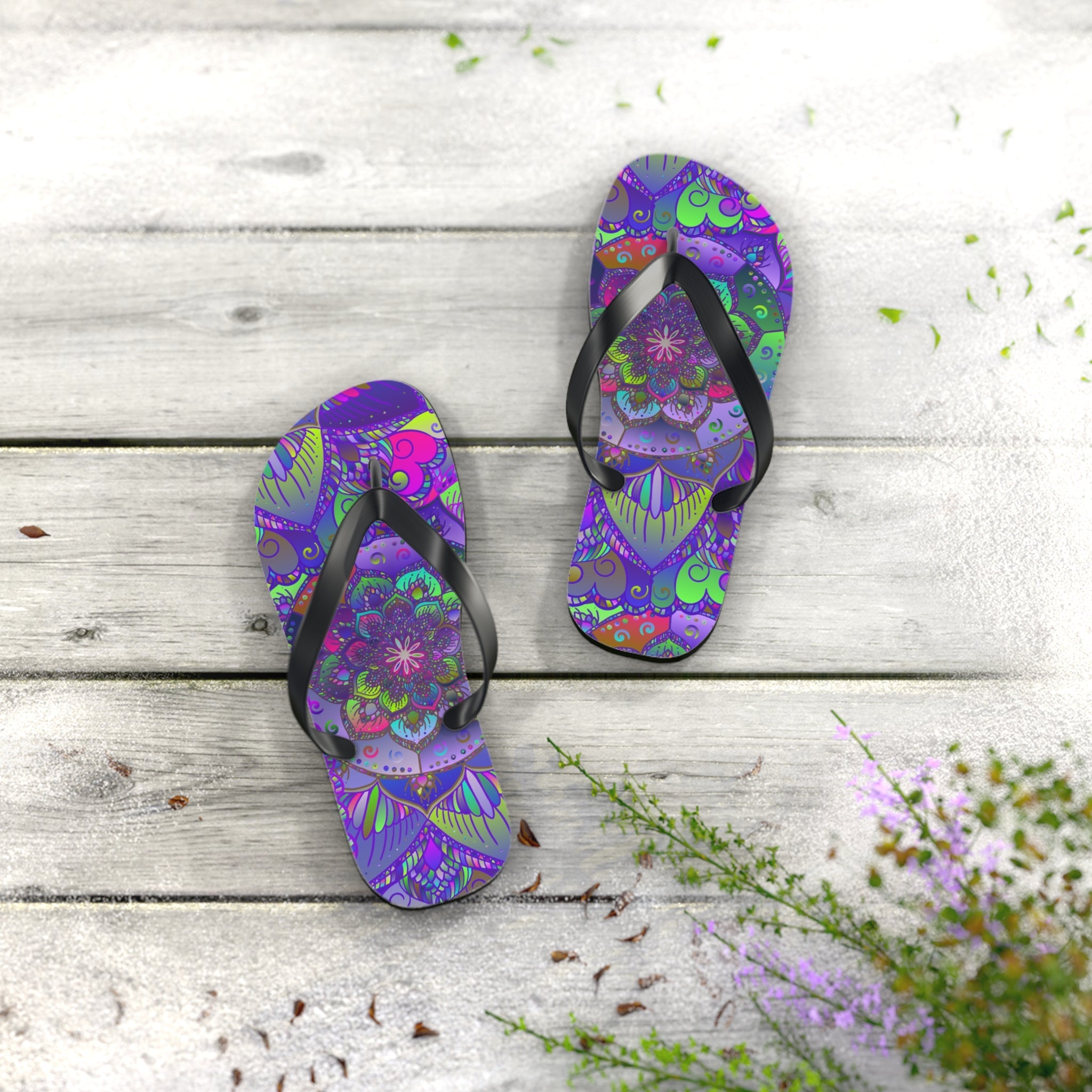 Vibrant Mandala Flip Flops - Peace & Harmony Shoes - Blululi