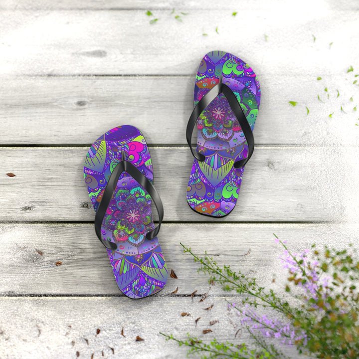 Vibrant Mandala Flip Flops - Peace & Harmony Shoes - Blululi