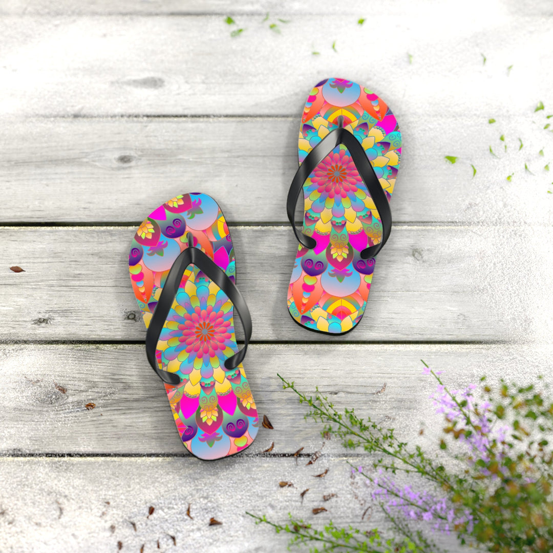 Vibrant Mandala Flip Flops - Spiritual & Colorful Shoes - Blululi