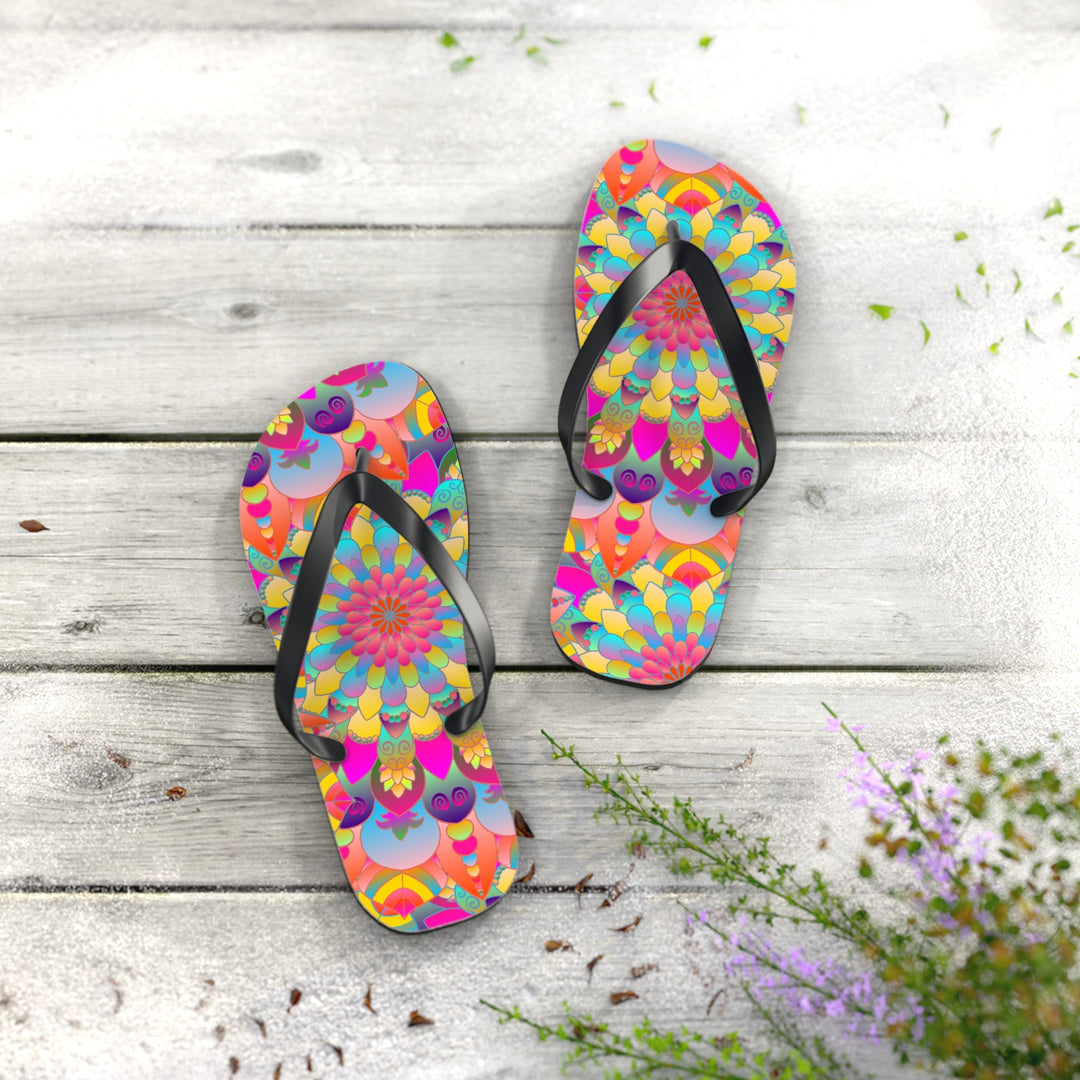 Vibrant Mandala Flip Flops - Spiritual & Colorful Shoes - Blululi