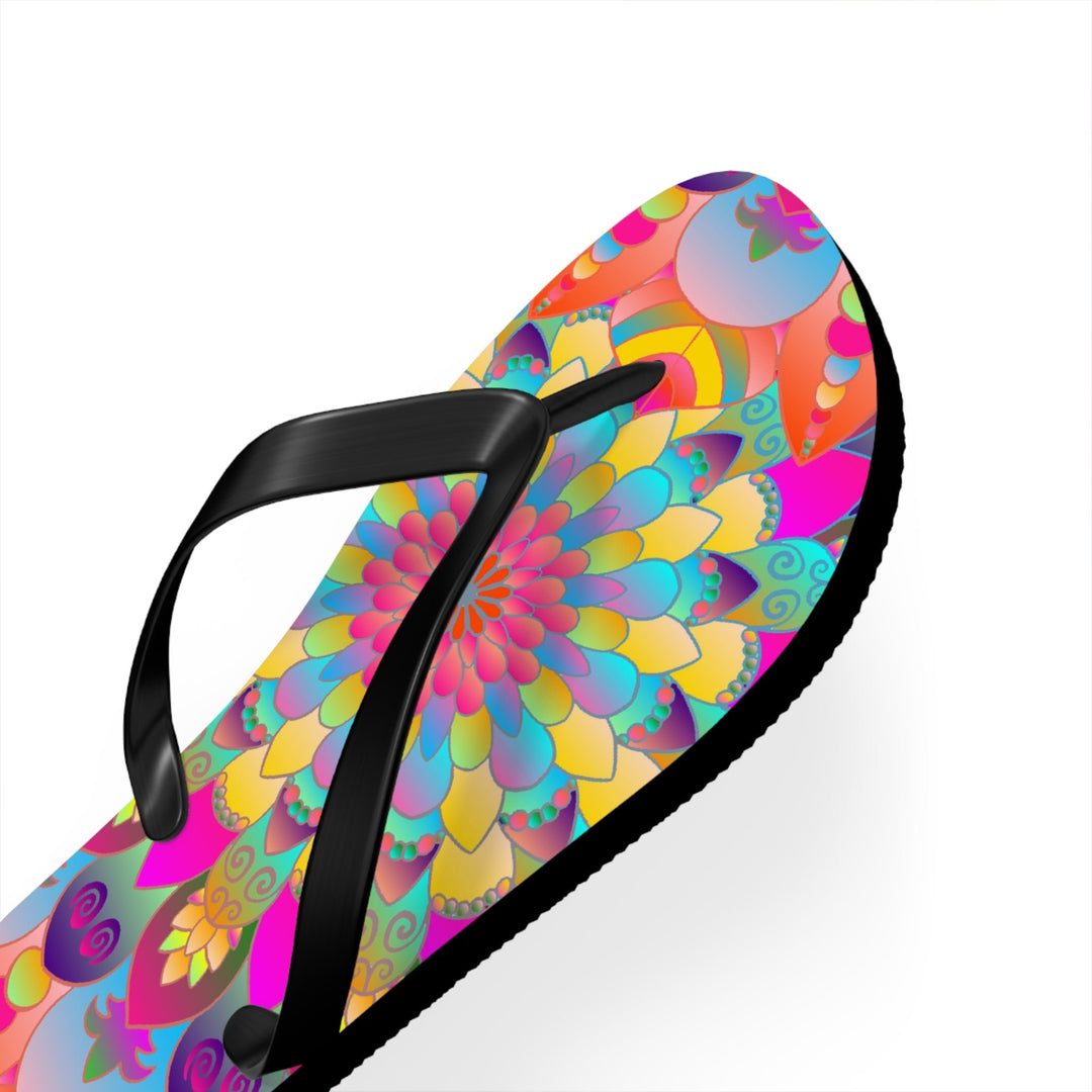 Vibrant Mandala Flip Flops - Spiritual & Colorful Shoes - Blululi