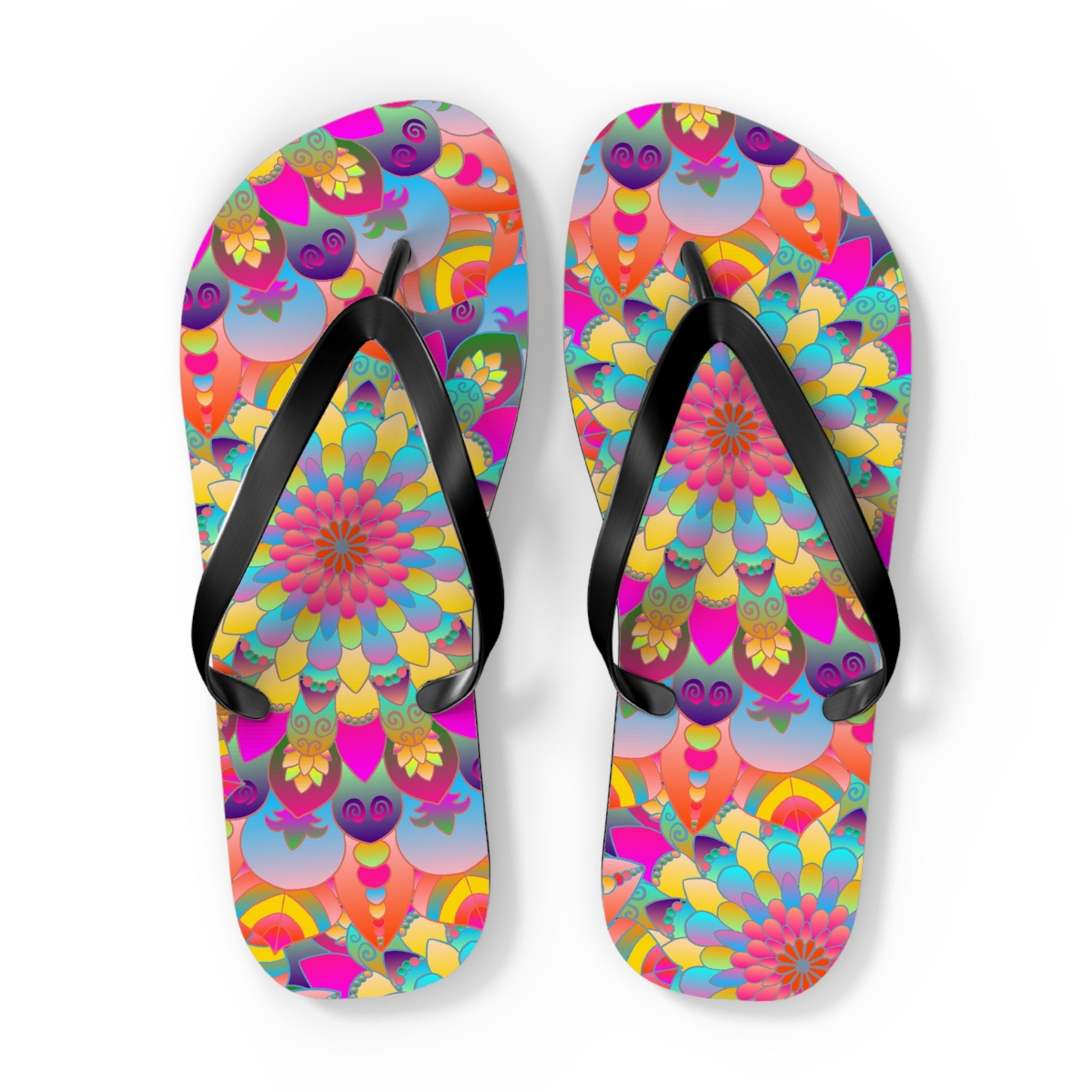 Vibrant Mandala Flip Flops - Spiritual & Colorful Shoes - Blululi