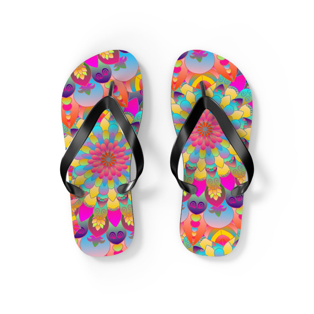 Vibrant Mandala Flip Flops - Spiritual & Colorful Shoes - Blululi