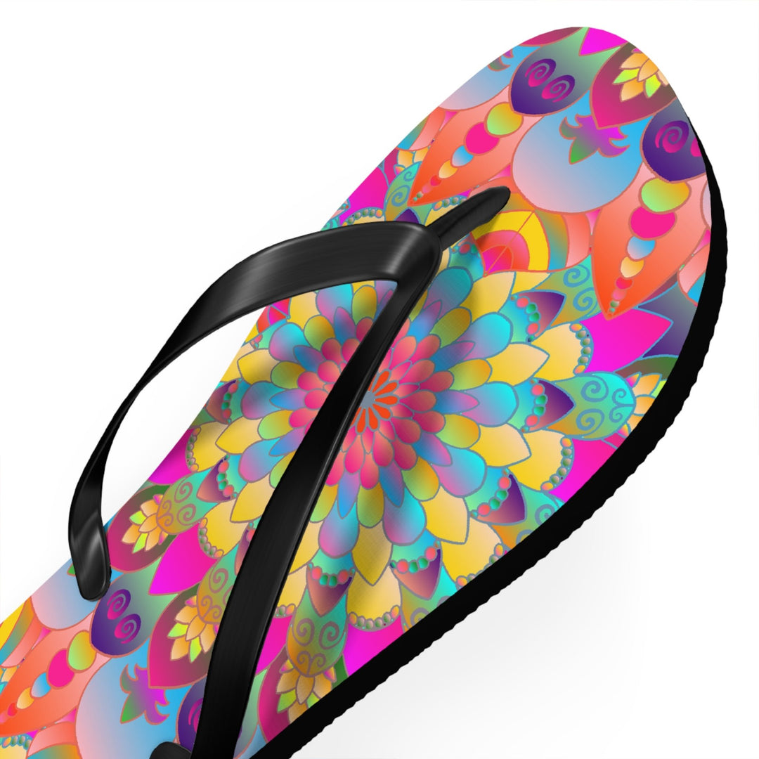 Vibrant Mandala Flip Flops - Spiritual & Colorful Shoes - Blululi