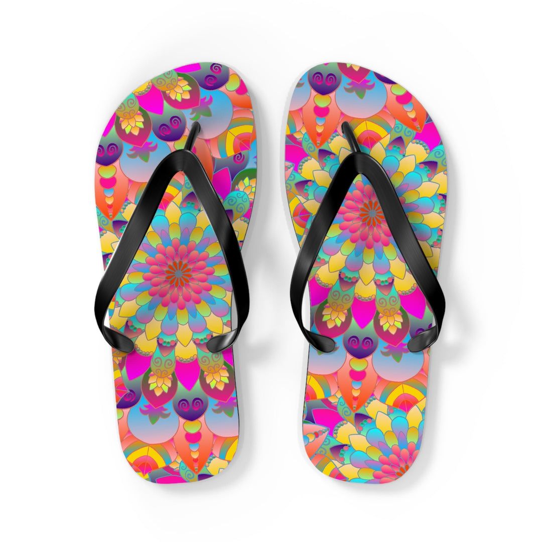 Vibrant Mandala Flip Flops - Spiritual & Colorful Shoes - Blululi