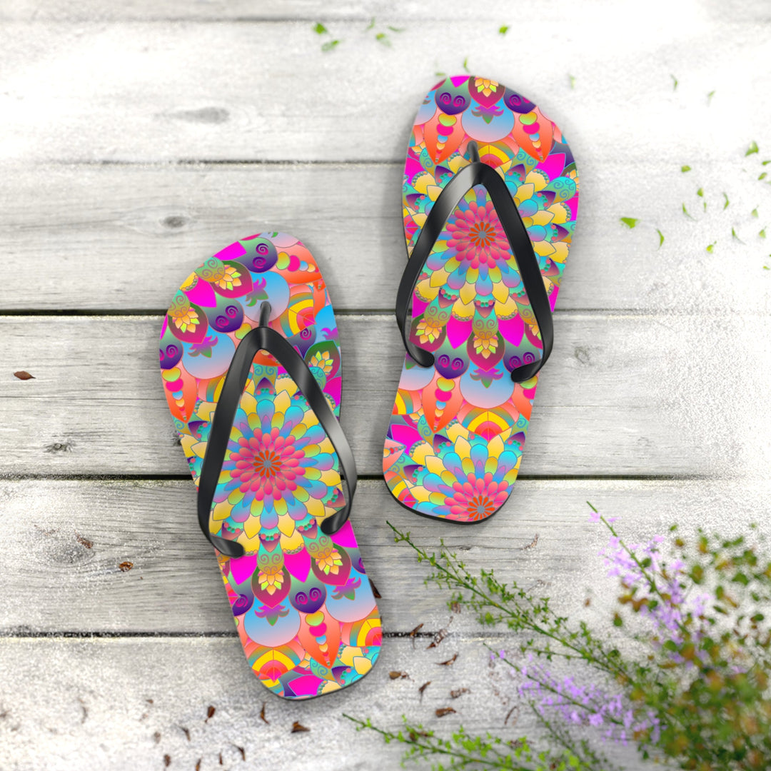 Vibrant Mandala Flip Flops - Spiritual & Colorful Shoes - Blululi